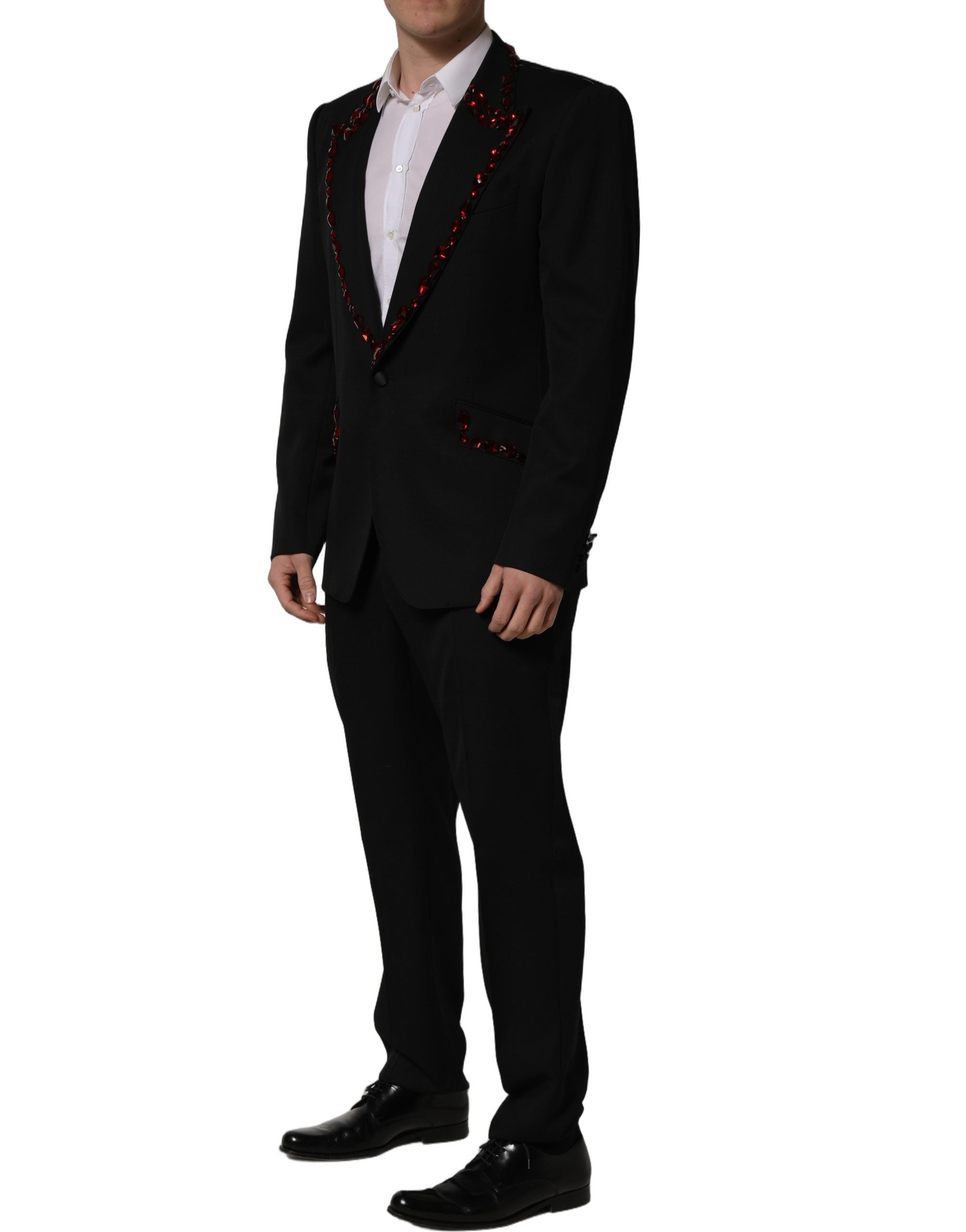 Dolce & Gabbana Black Crystal Embellished 2 Piece Men's Suit