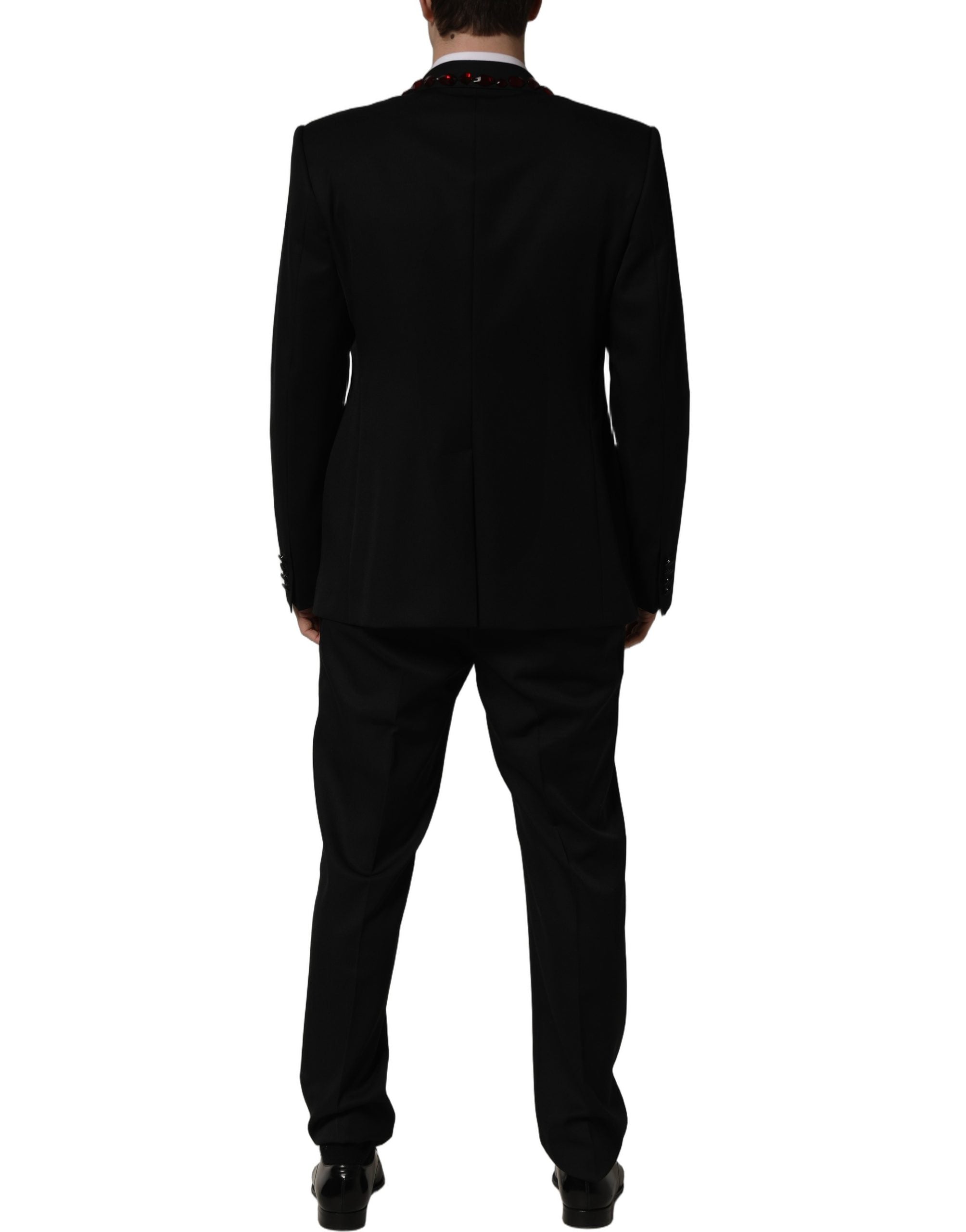 Dolce & Gabbana Black Crystal Embellished 2 Piece Men's Suit