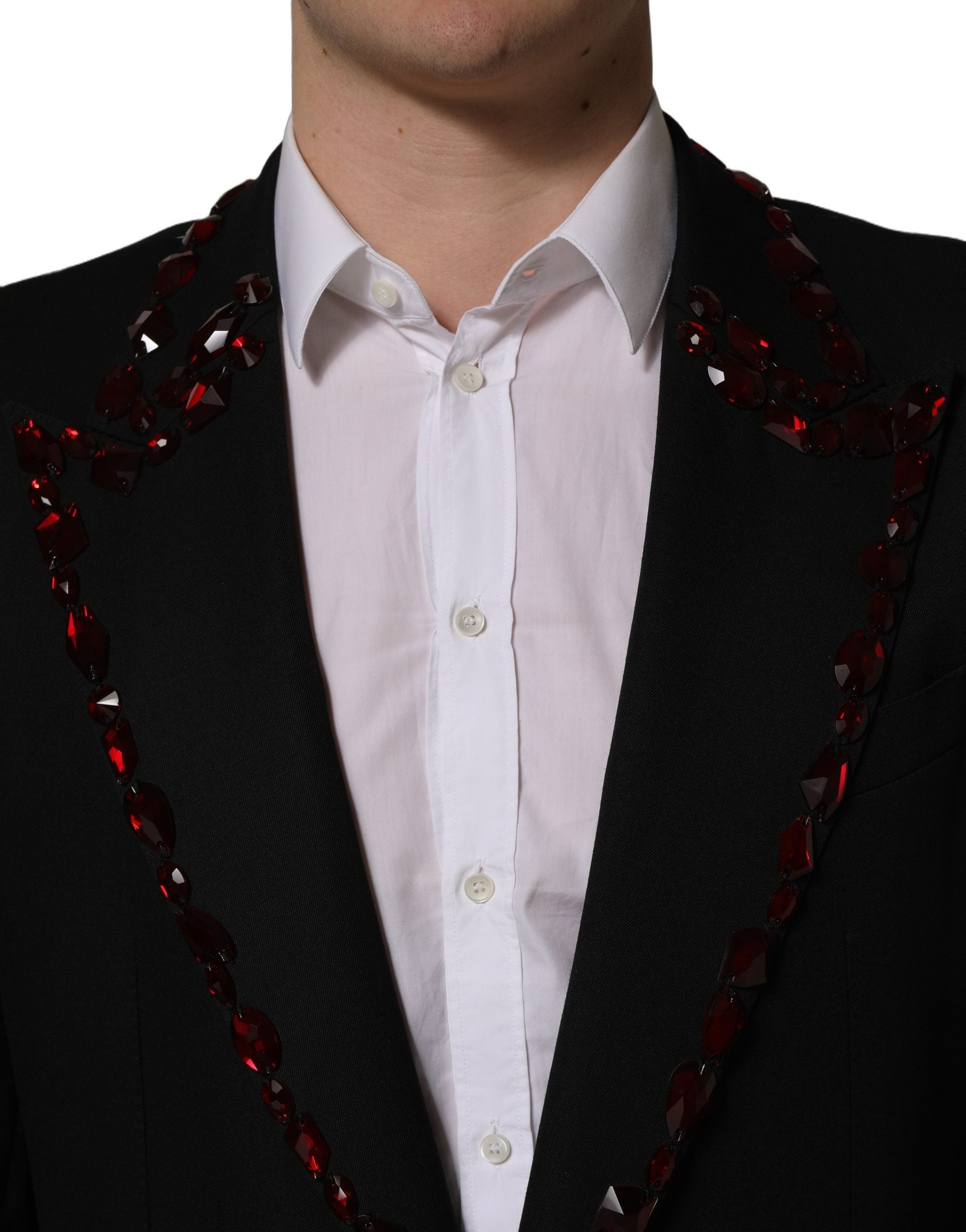 Dolce & Gabbana Black Crystal Embellished 2 Piece Men's Suit
