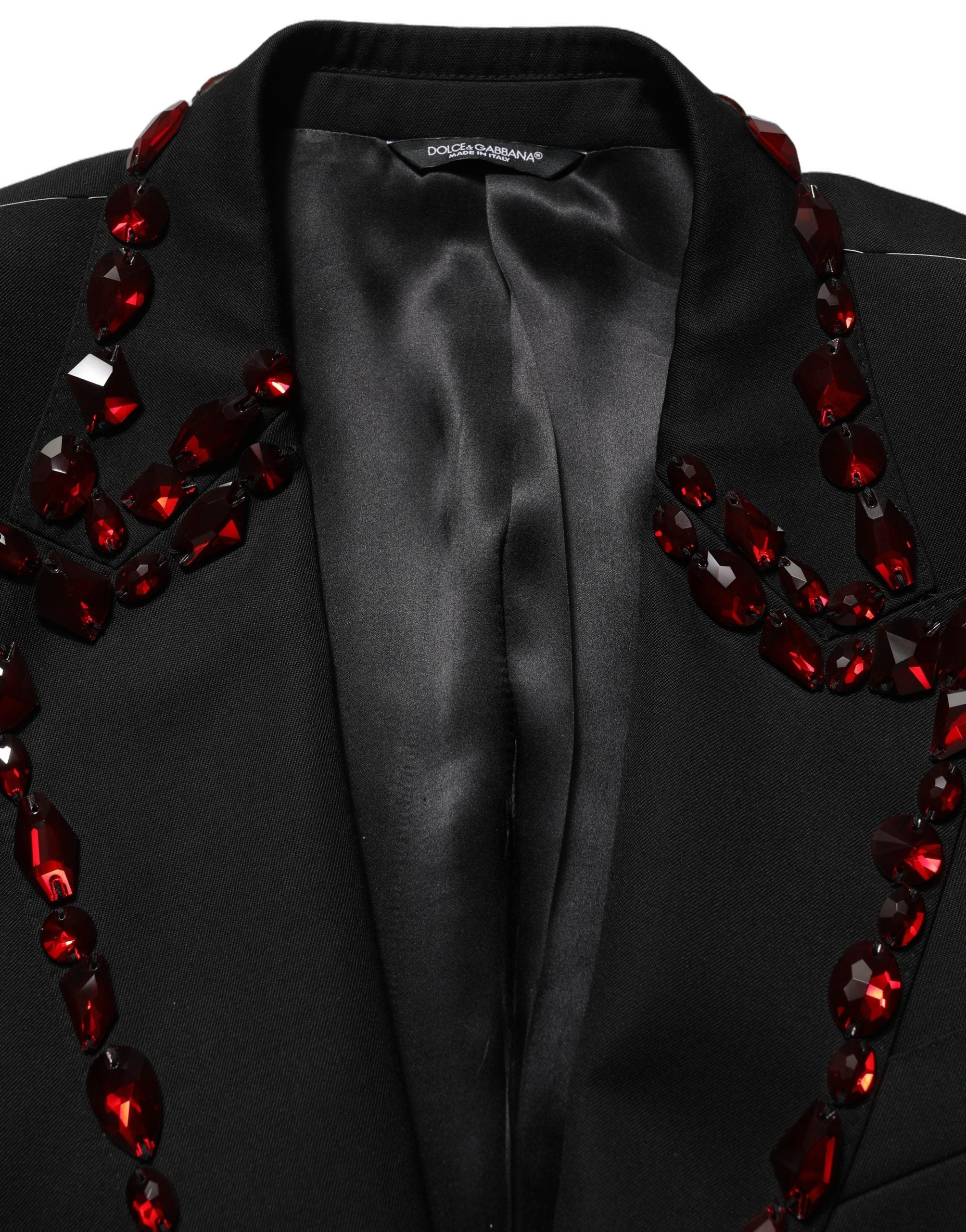 Dolce & Gabbana Black Crystal Embellished 2 Piece Men's Suit