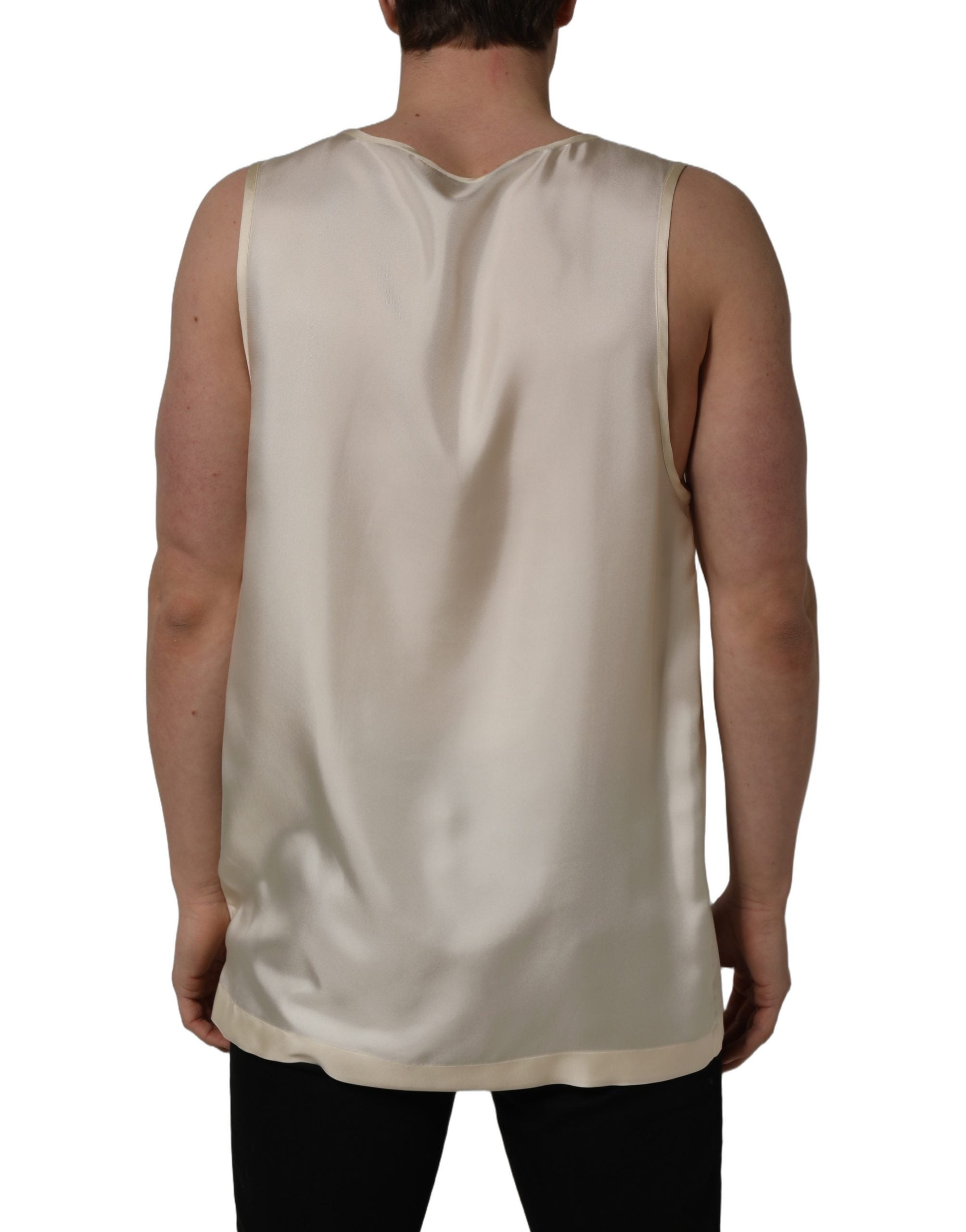 Dolce & Gabbana Off White Silk Sleeveless Tank Top Men's T-shirt (Pre-Owned)