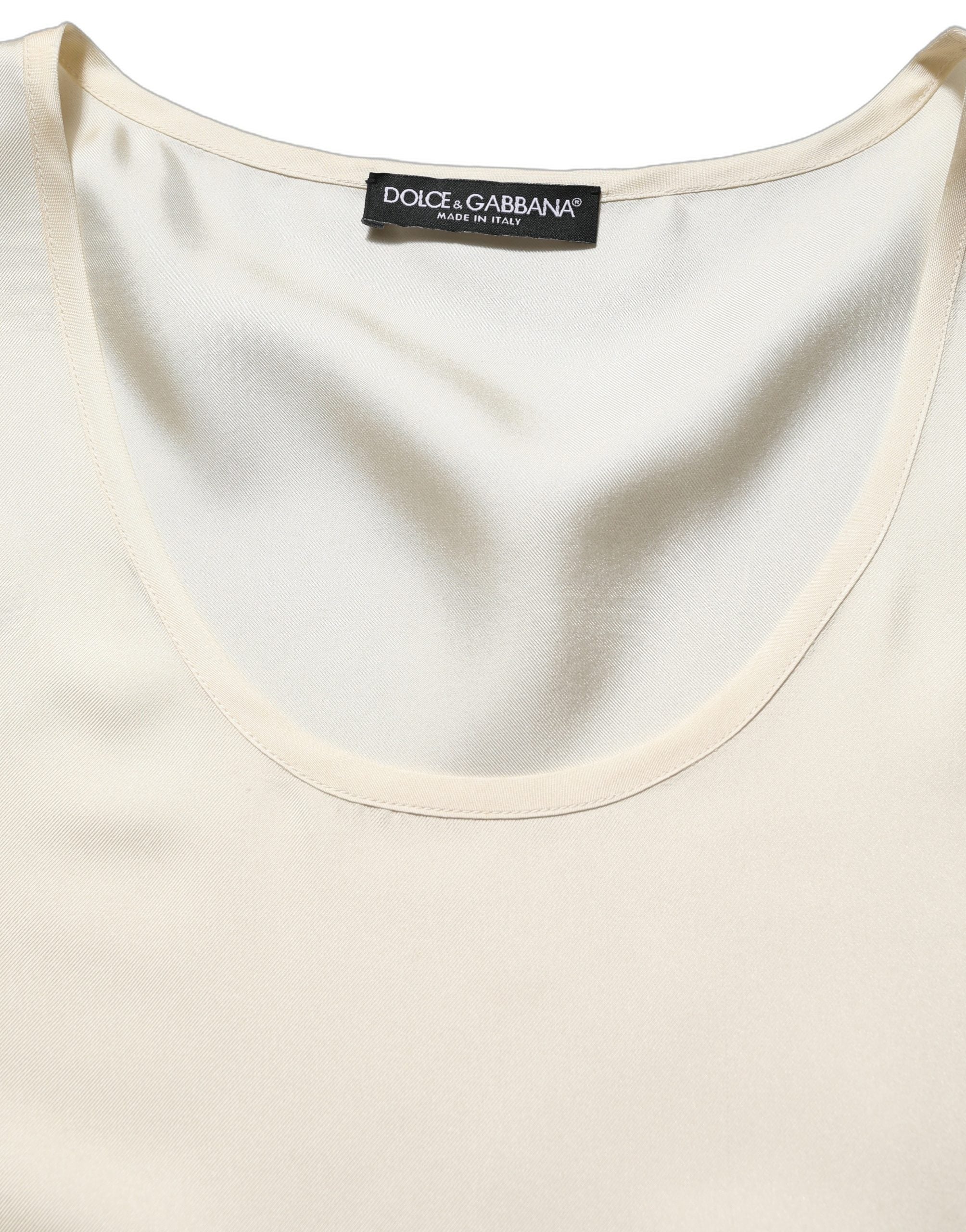 Dolce & Gabbana Off White Silk Sleeveless Tank Top Men's T-shirt (Pre-Owned)