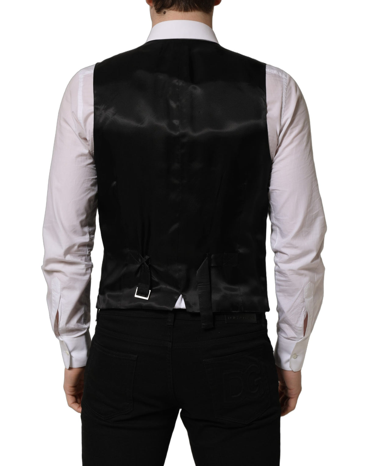 Dolce & Gabbana Black Wool Single Breasted Waistcoat Men's Vest (Pre-Owned)