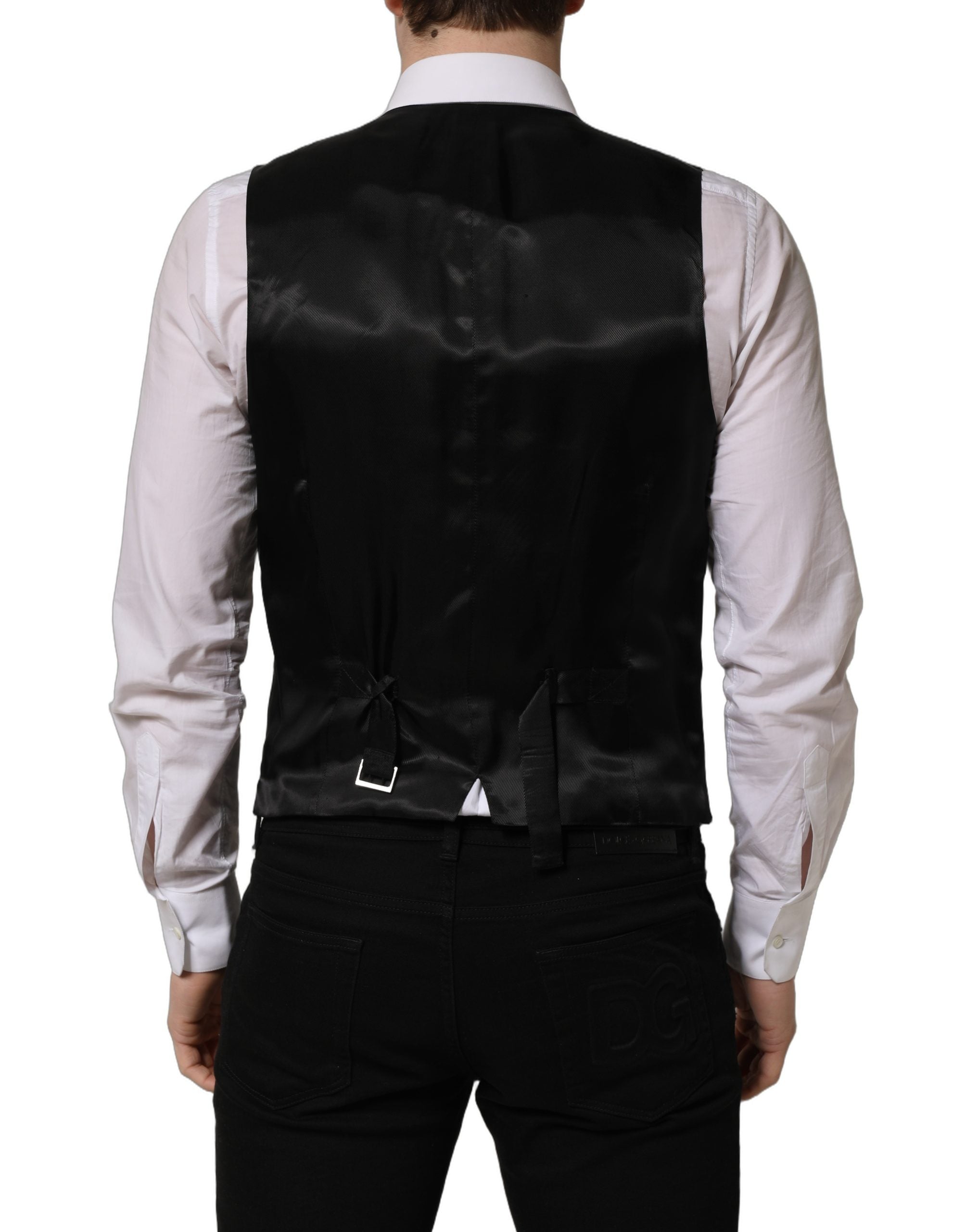 Dolce & Gabbana Black Wool Single Breasted Waistcoat Men's Vest (Pre-Owned)