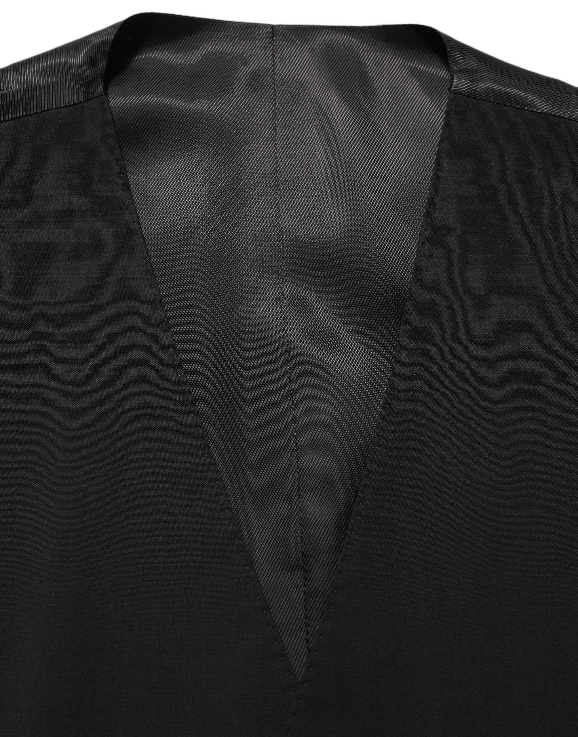 Dolce & Gabbana Black Wool Single Breasted Waistcoat Men's Vest (Pre-Owned)