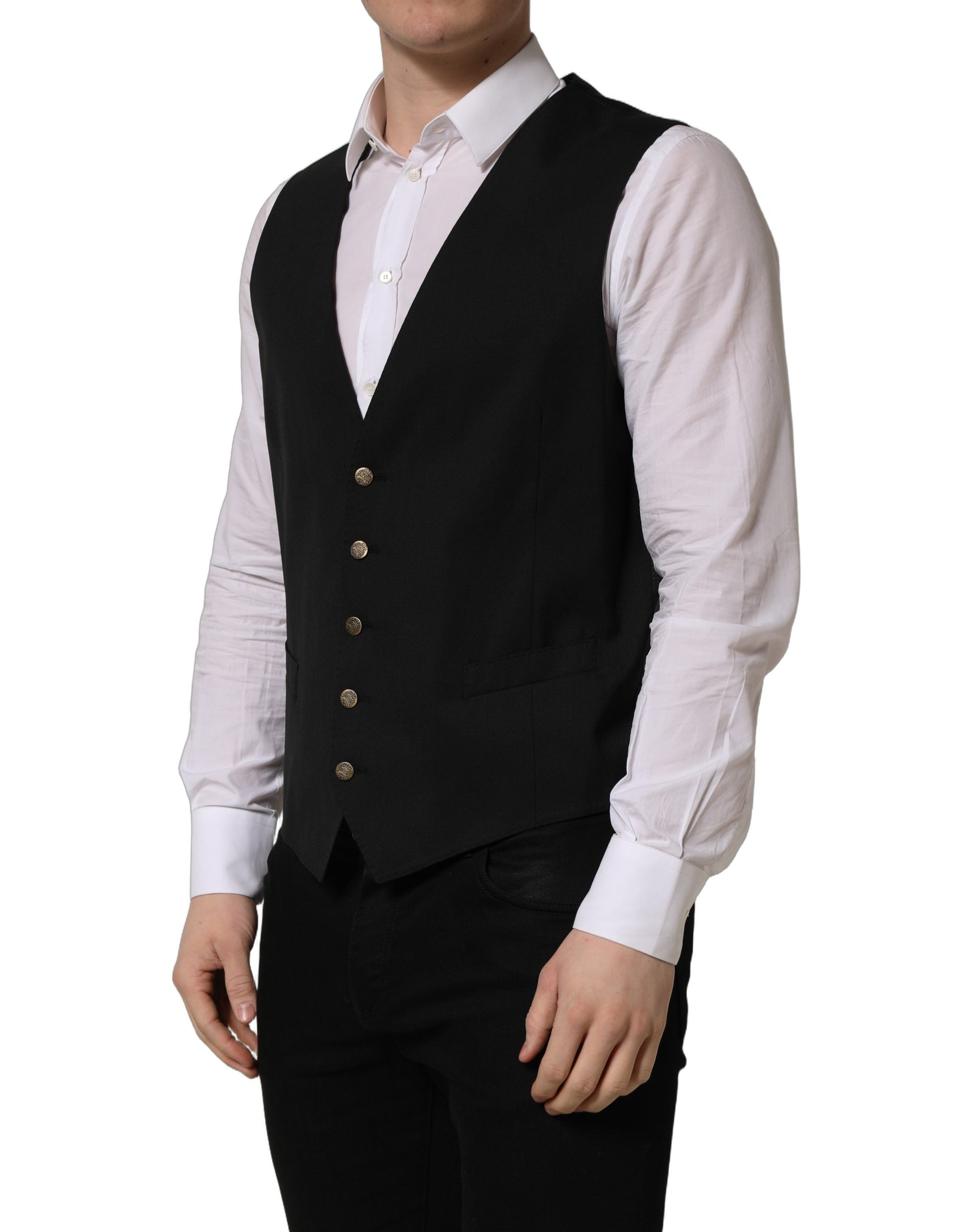 Dolce & Gabbana Black Single Breasted Men Waistcoat Men's Vest