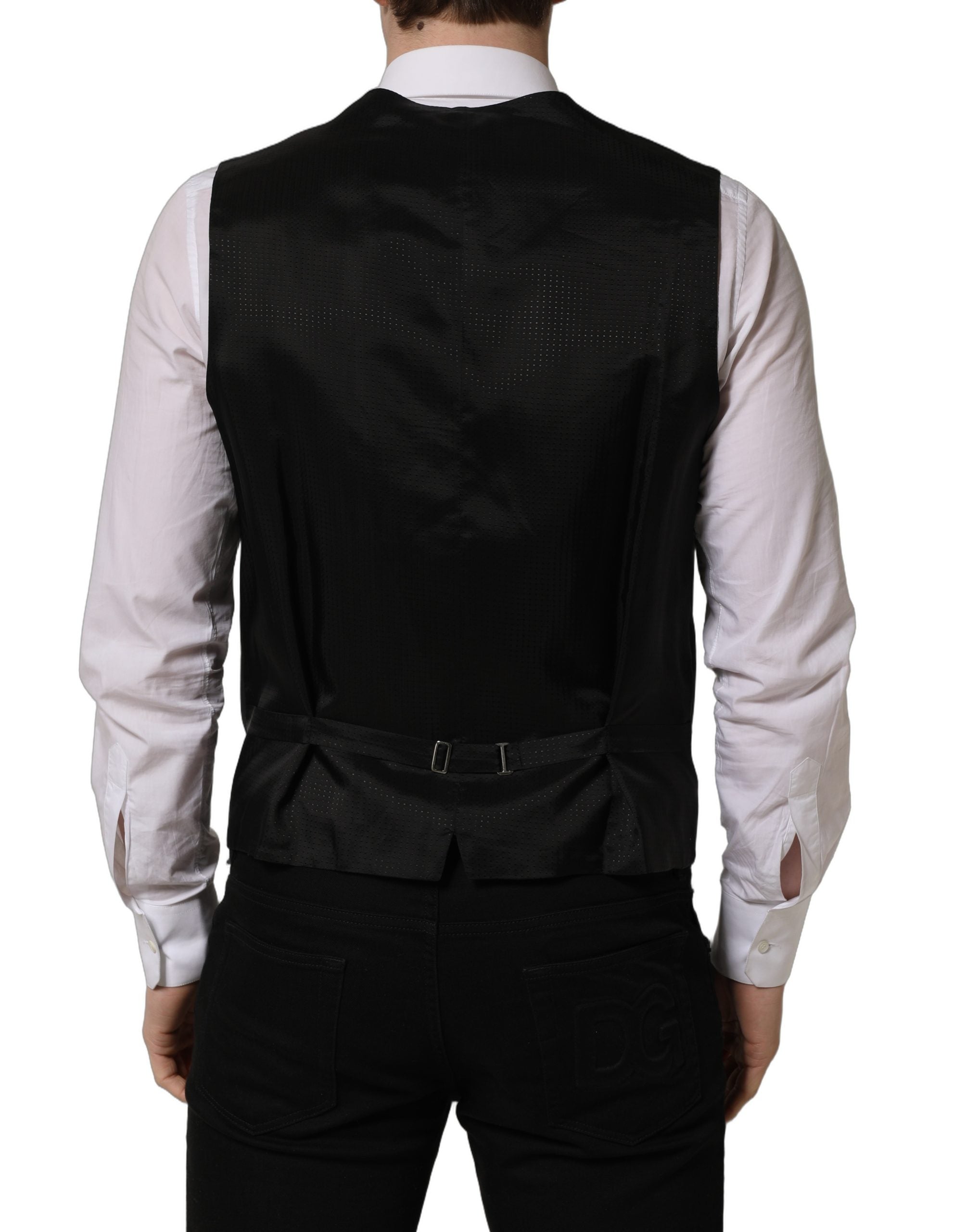 Dolce & Gabbana Black Single Breasted Men Waistcoat Men's Vest