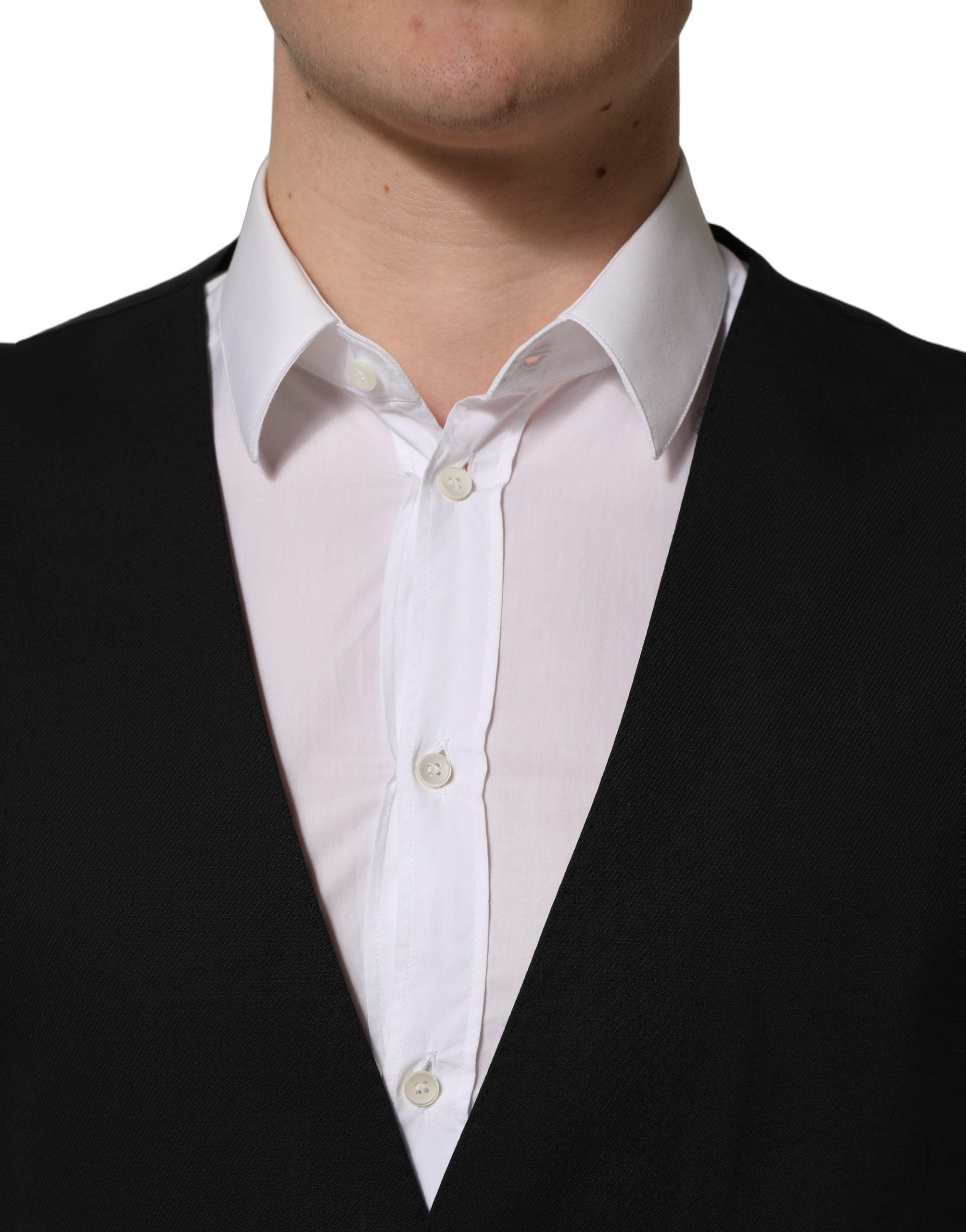 Dolce & Gabbana Black Single Breasted Men Waistcoat Men's Vest