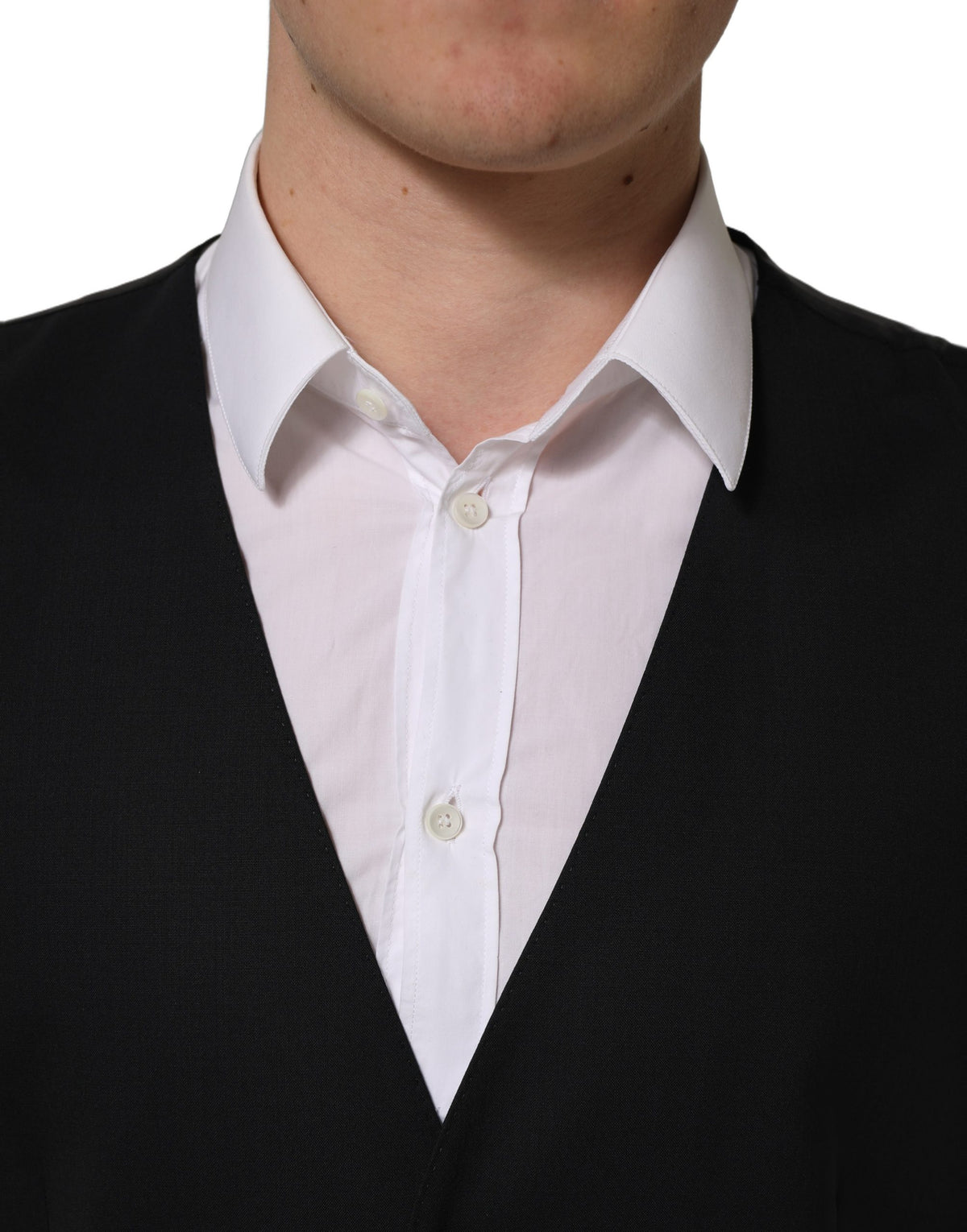 Dolce & Gabbana Black Wool Single Breasted Waistcoat Men's Vest