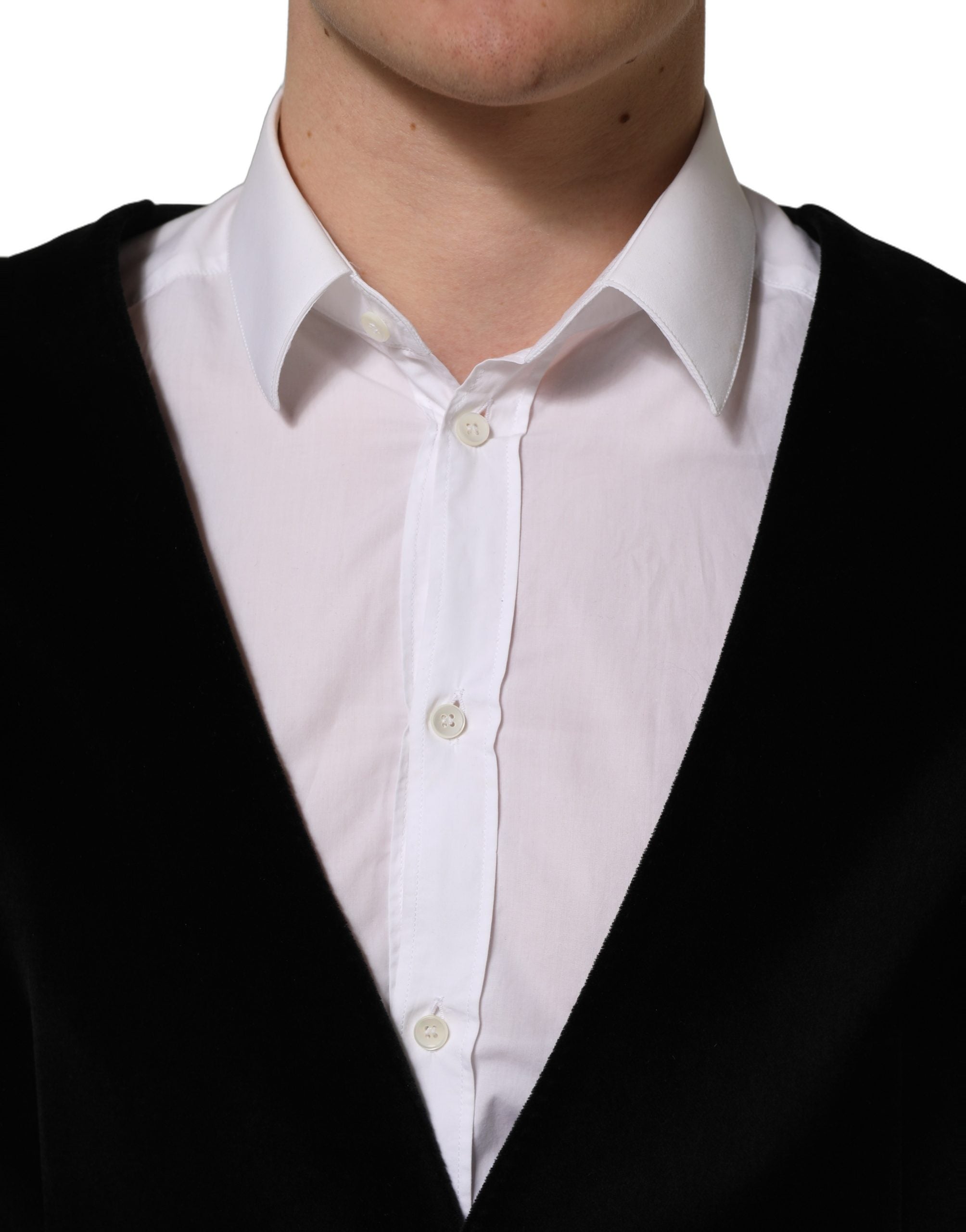 Dolce & Gabbana Black Cotton SingleBreasted Waistcoat Men's Vest