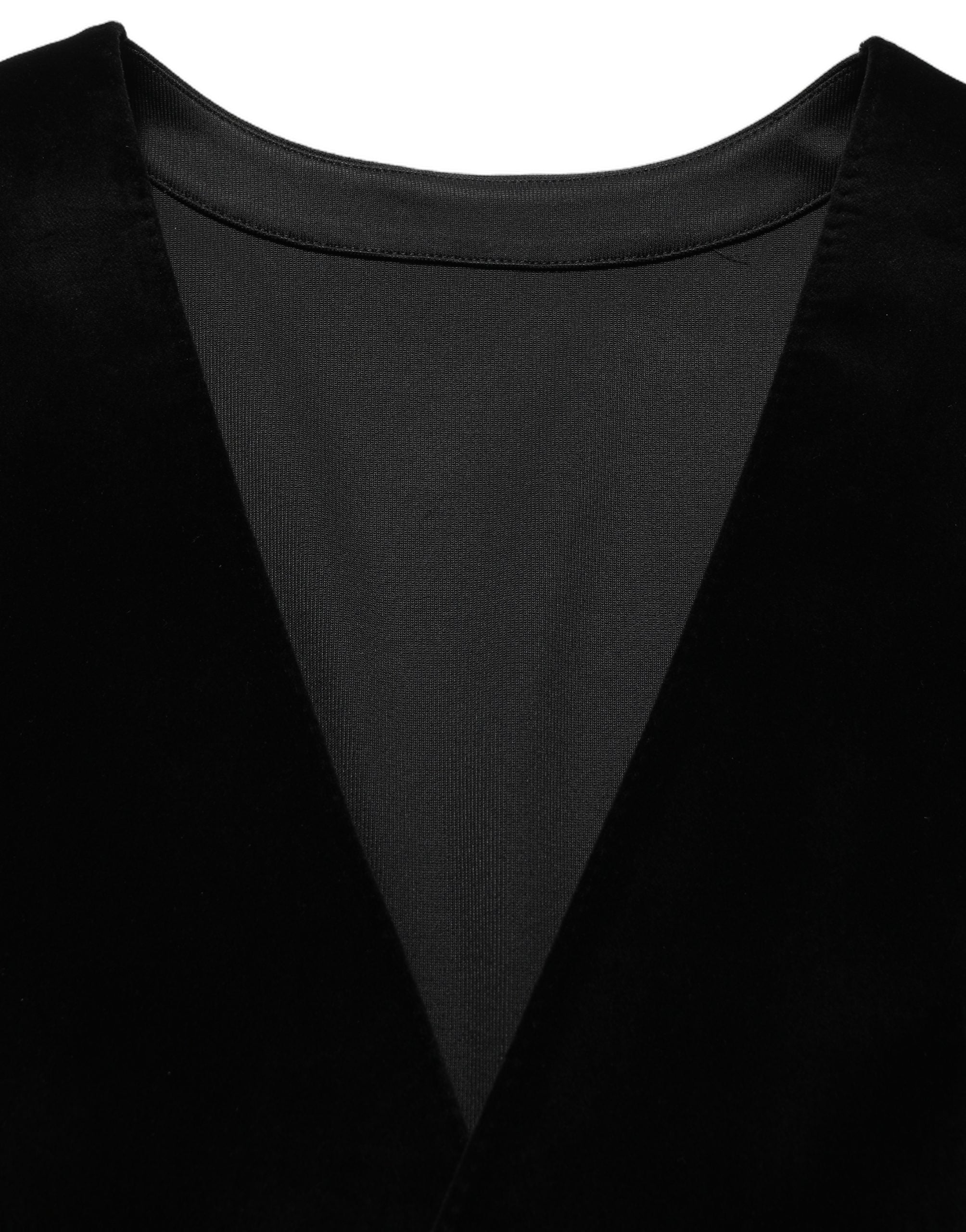 Dolce & Gabbana Black Cotton SingleBreasted Waistcoat Men's Vest