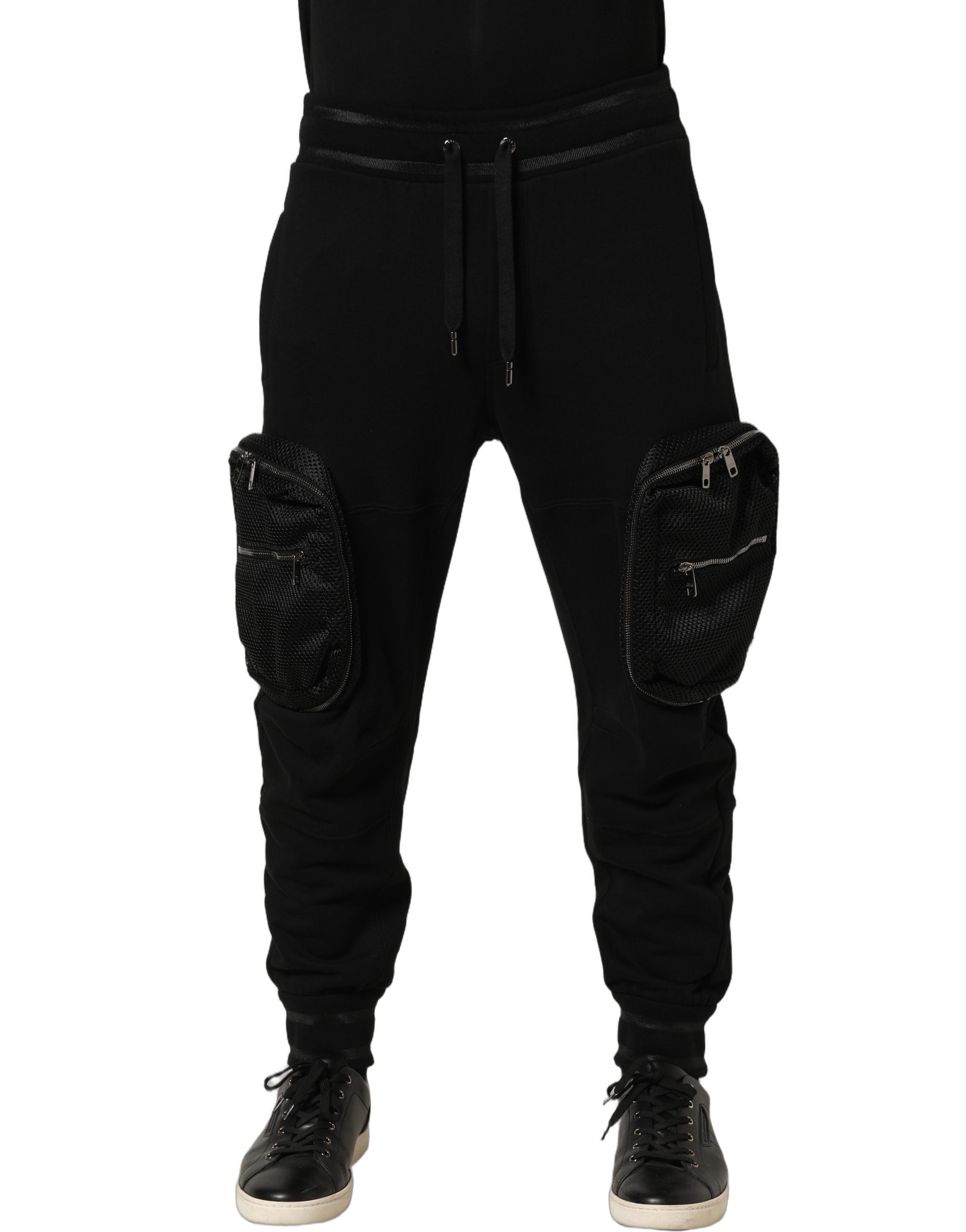 Dolce & Gabbana Black Mid Waist Cargo Jogger SweatMen's Men's Pants