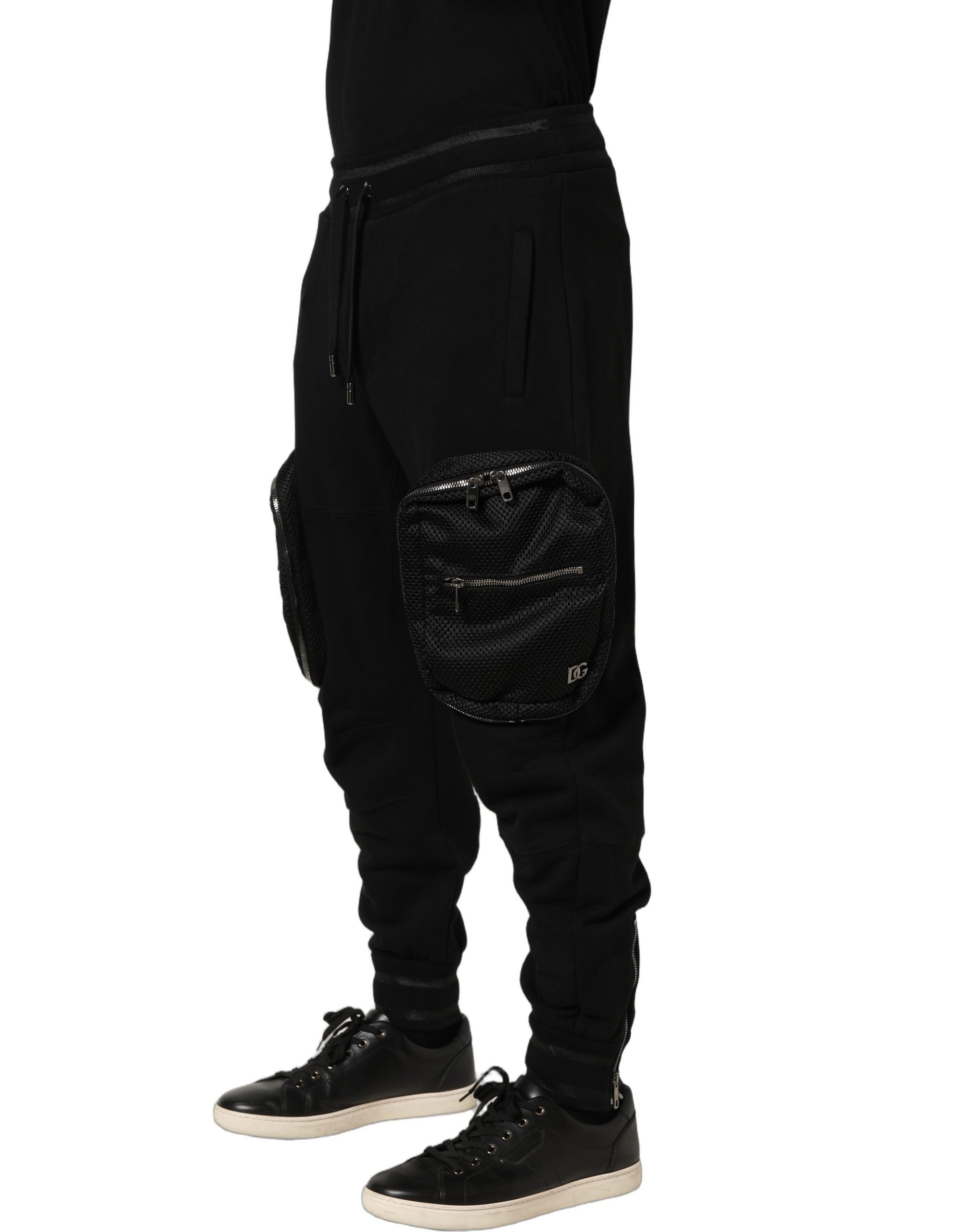 Dolce & Gabbana Black Mid Waist Cargo Jogger SweatMen's Men's Pants