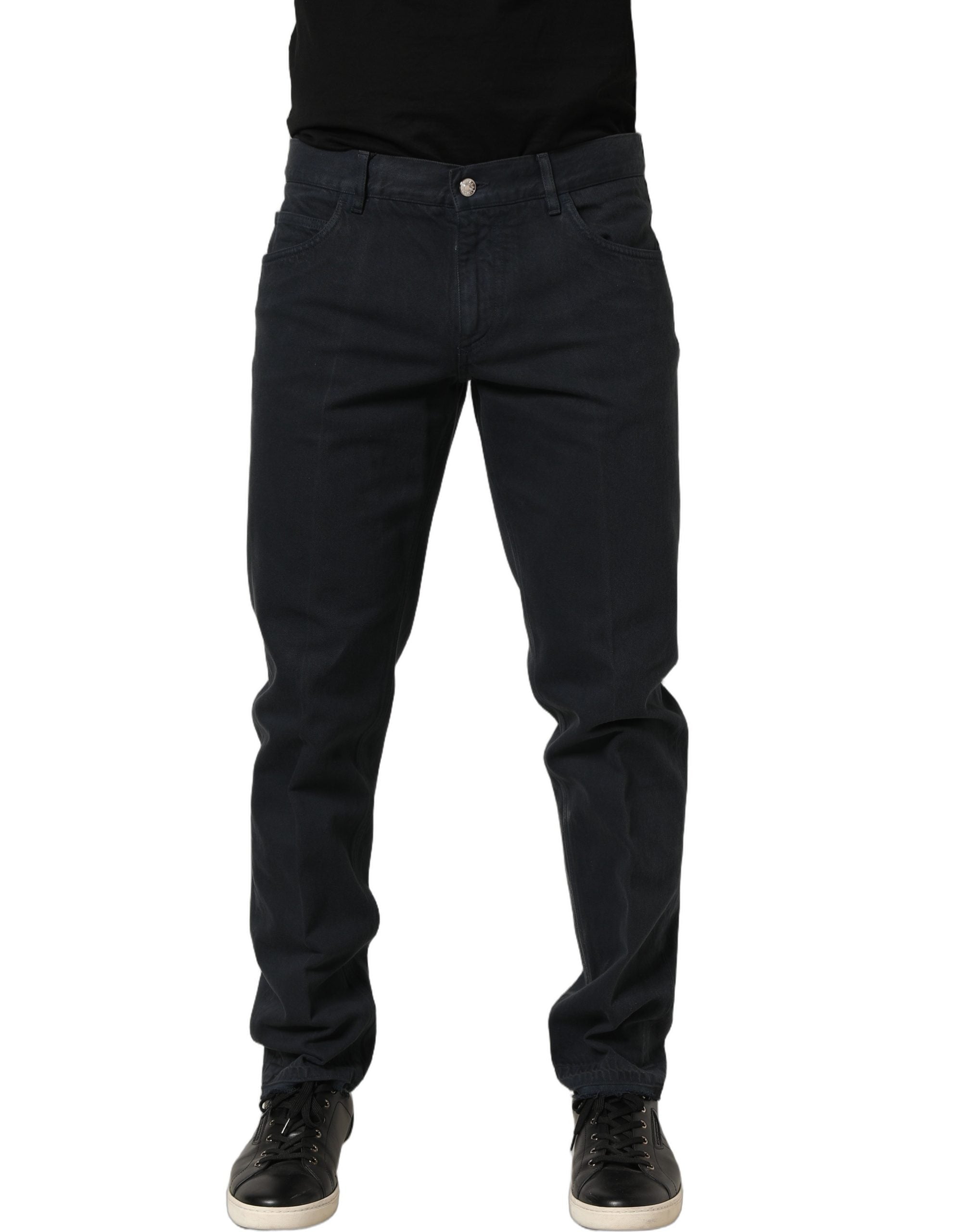 Dolce & Gabbana Black Cotton Mid Waist Skinny Men Denim Men's Jeans