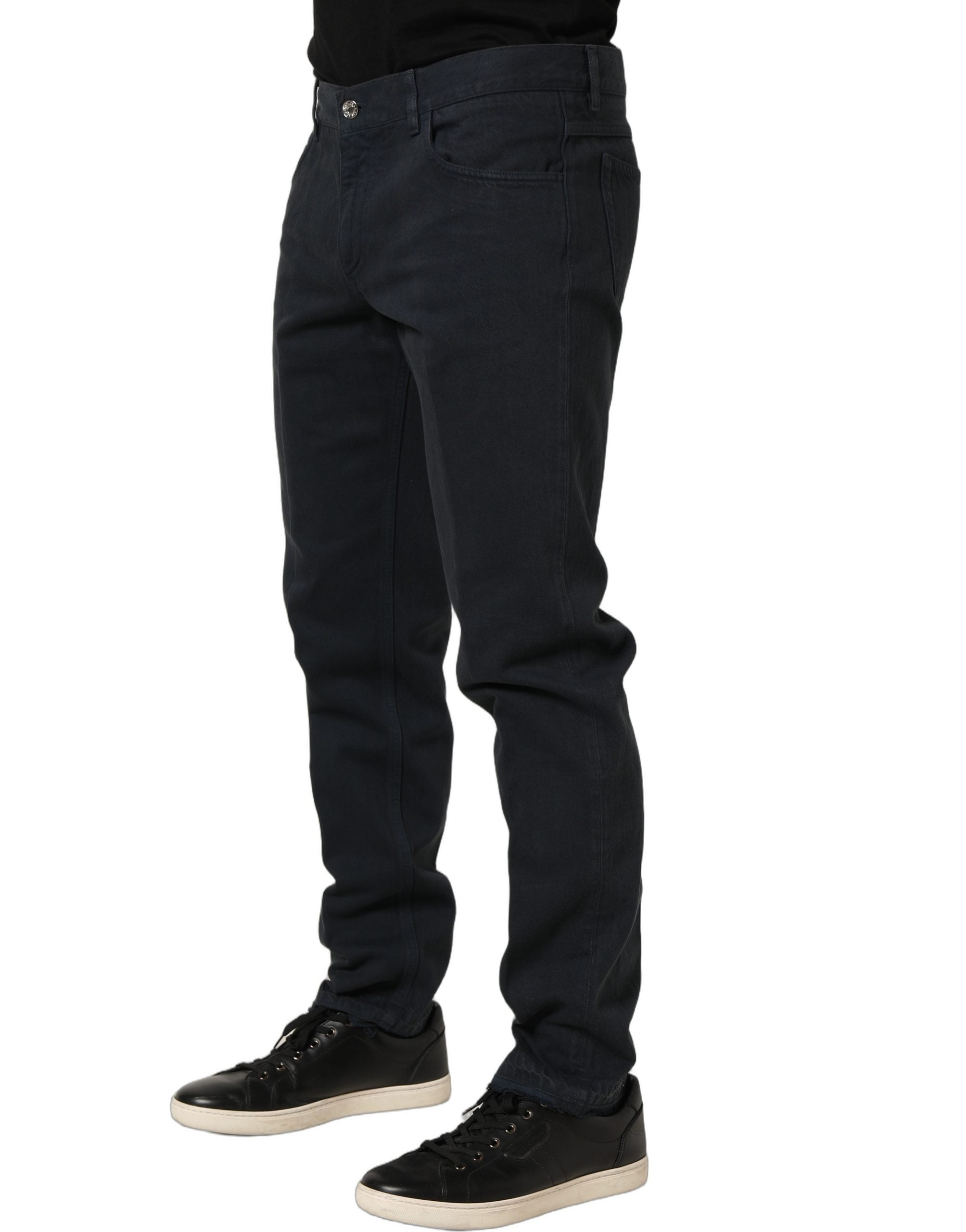 Dolce & Gabbana Black Cotton Mid Waist Skinny Men Denim Men's Jeans