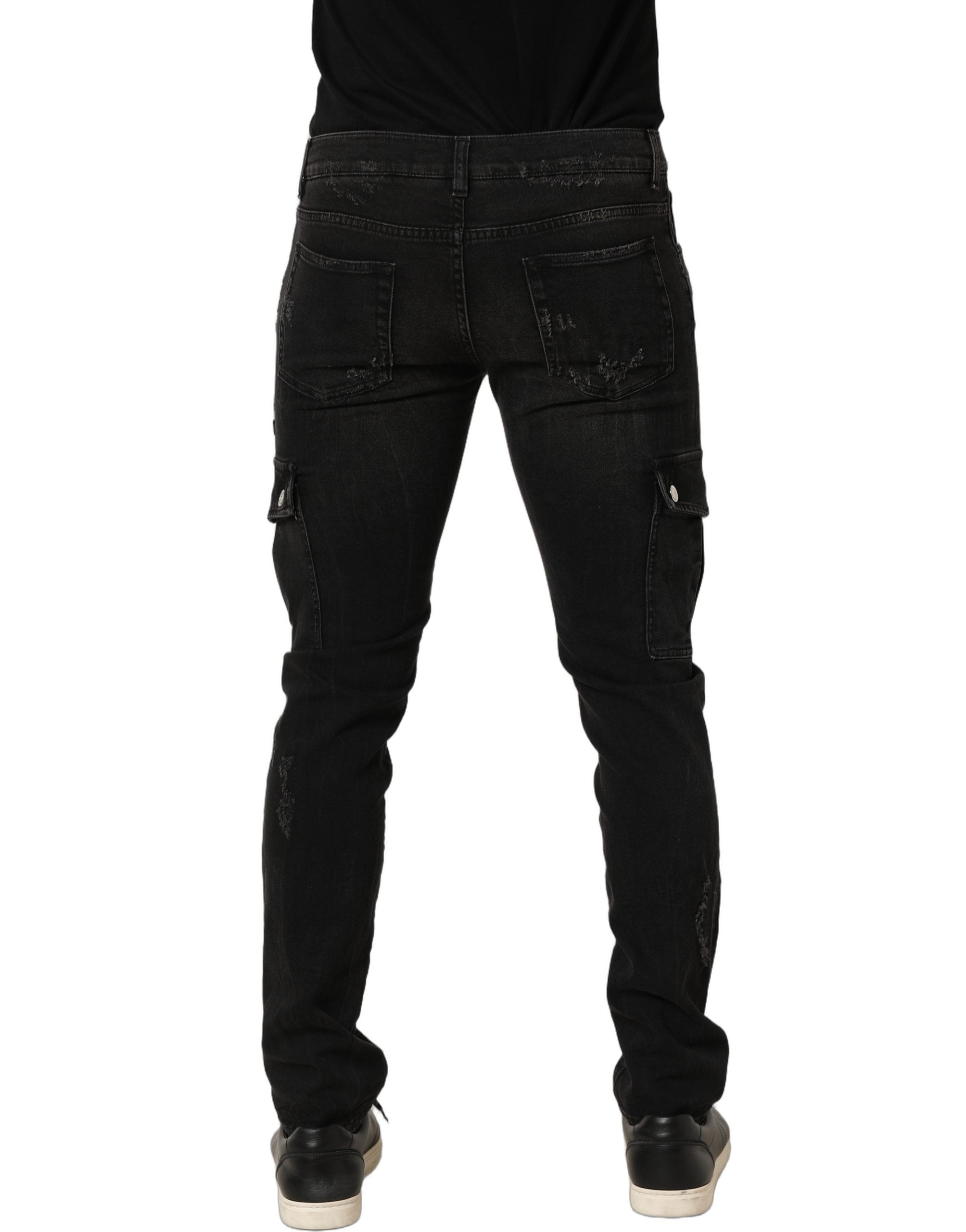 Dolce & Gabbana Black Distressed Cargo Cotton Men Denim Men's Jeans