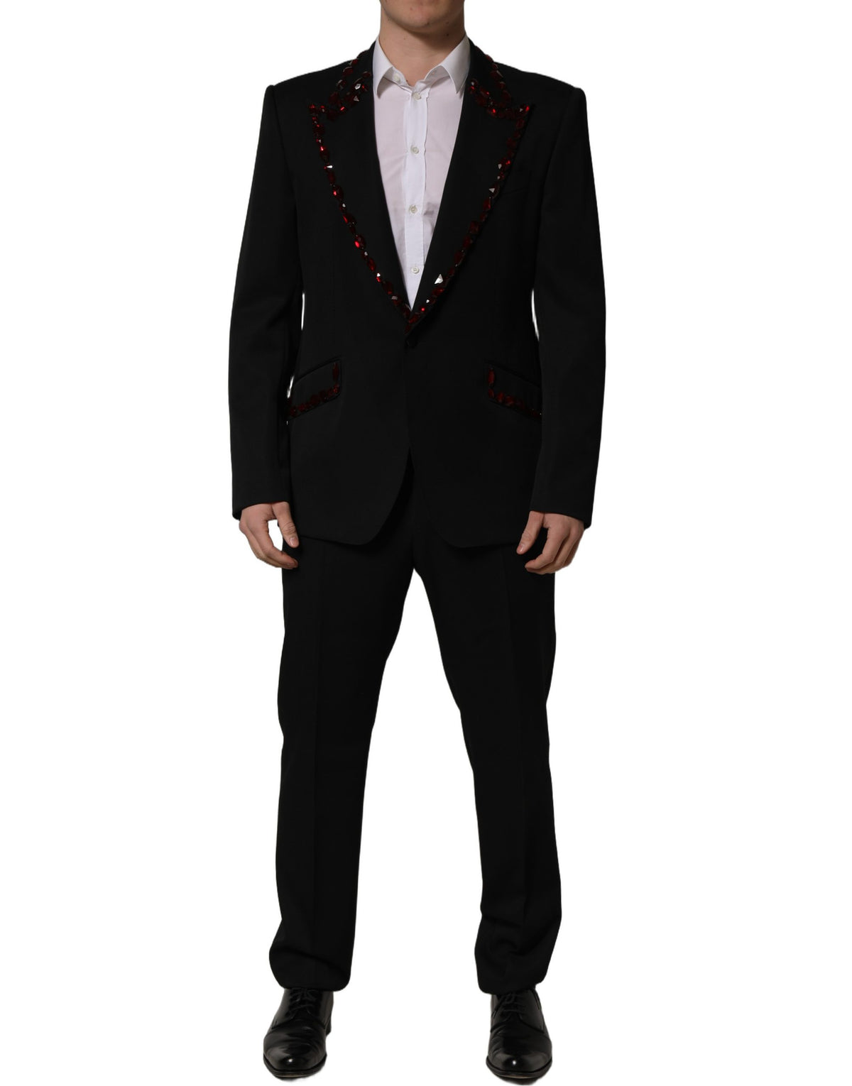Dolce & Gabbana Black Crystal Embellished 2 Piece Men's Suit