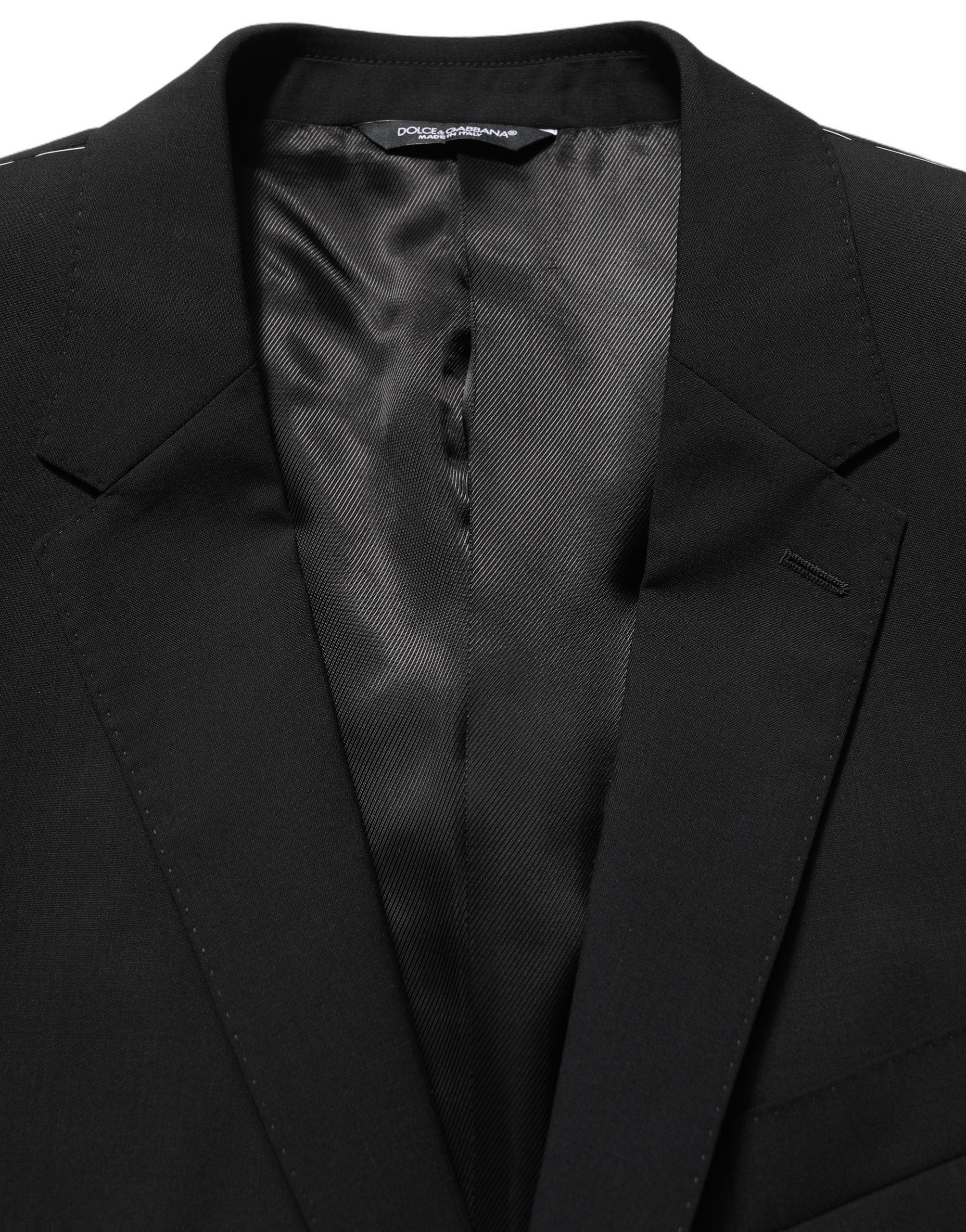 Dolce & Gabbana Black Wool Slim Fit Formal 3 Piece Men Men's Suit