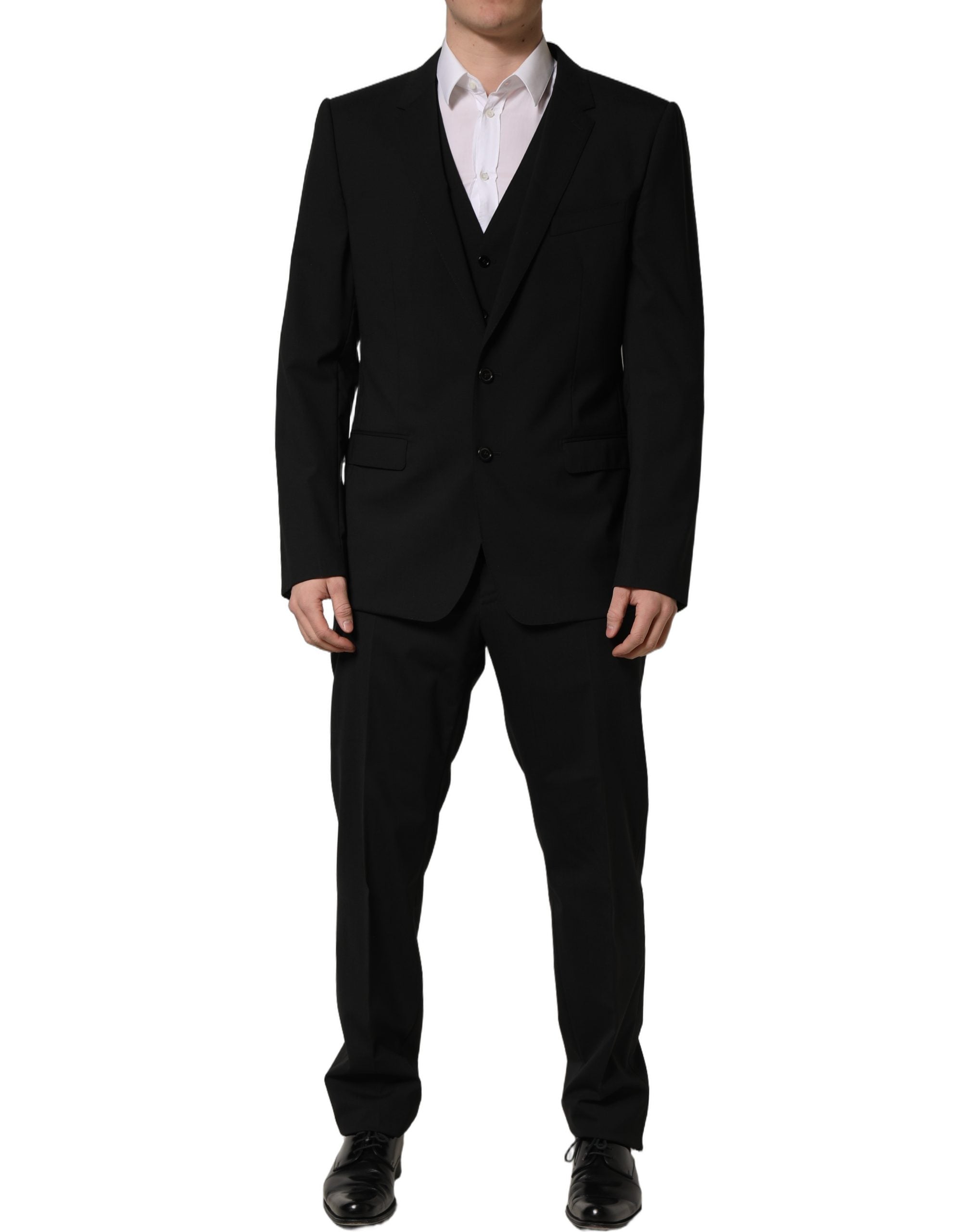 Dolce & Gabbana Black Wool Slim Fit Formal 3 Piece Men Men's Suit