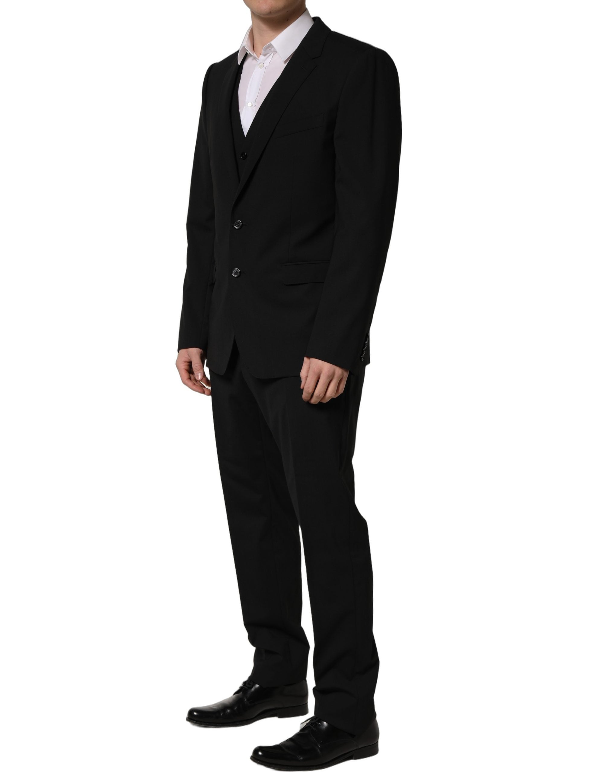 Dolce & Gabbana Black Wool Slim Fit Formal 3 Piece Men Men's Suit