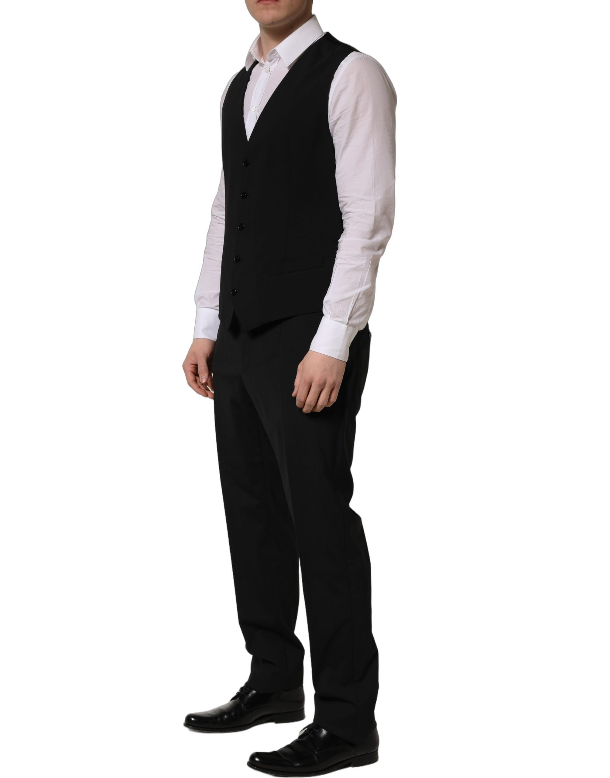 Dolce & Gabbana Black Wool Slim Fit Formal 3 Piece Men Men's Suit