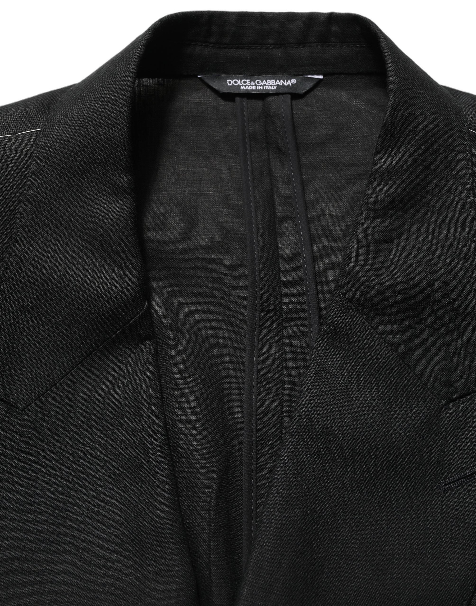 Dolce & Gabbana Black Linen Slim Fit Formal 2 Piece Men's Suit