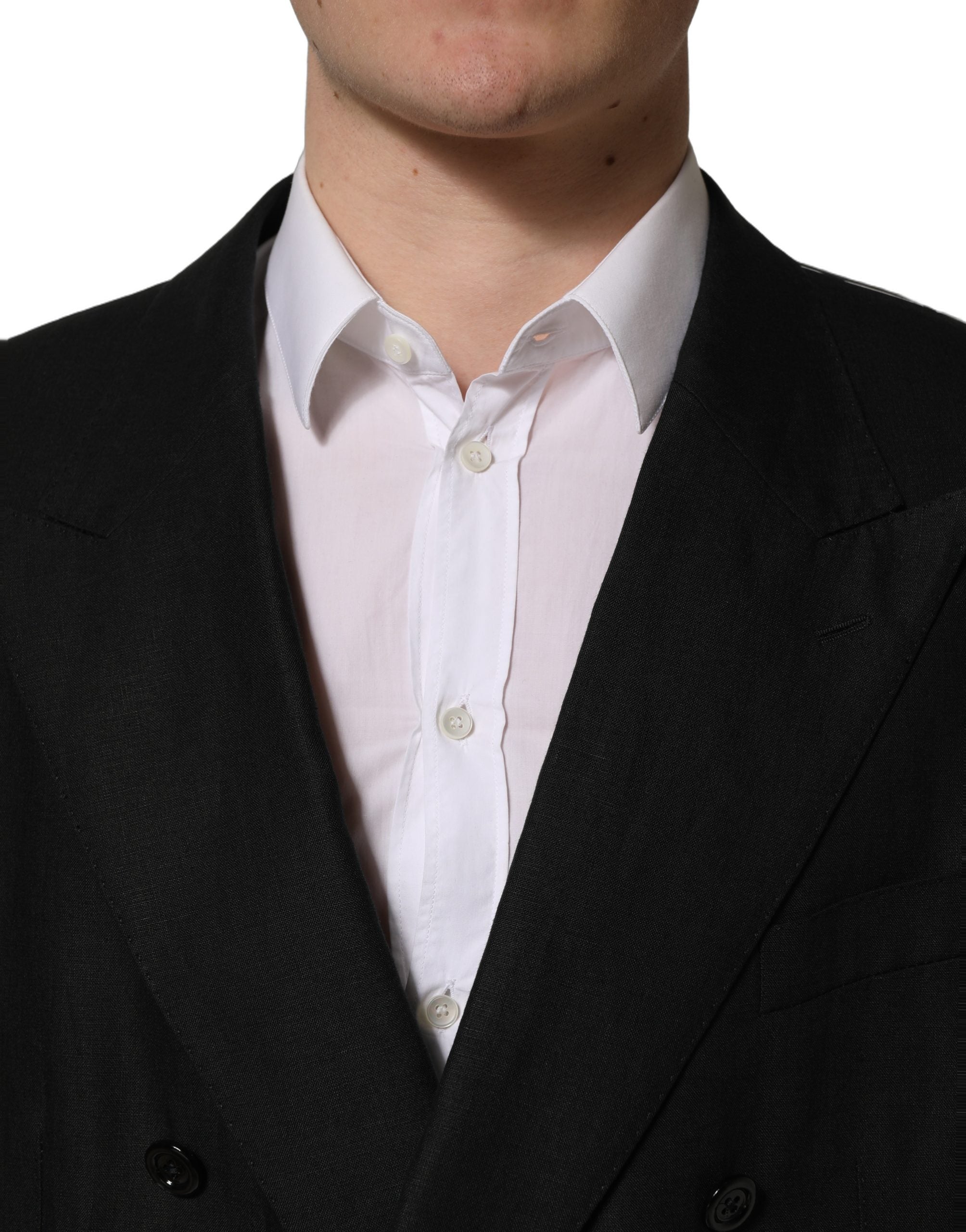 Dolce & Gabbana Black Linen Slim Fit Formal 2 Piece Men's Suit