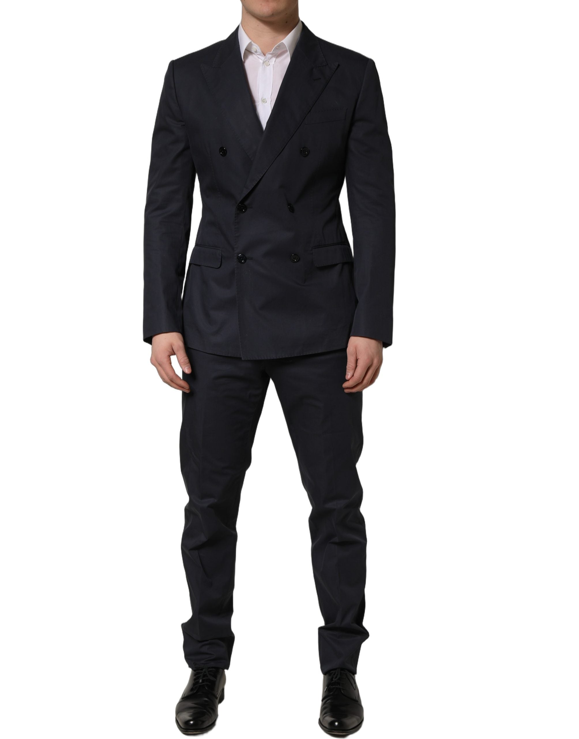 Dolce & Gabbana Blue Cotton Slim Fit Formal 2 Piece Men Men's Suit