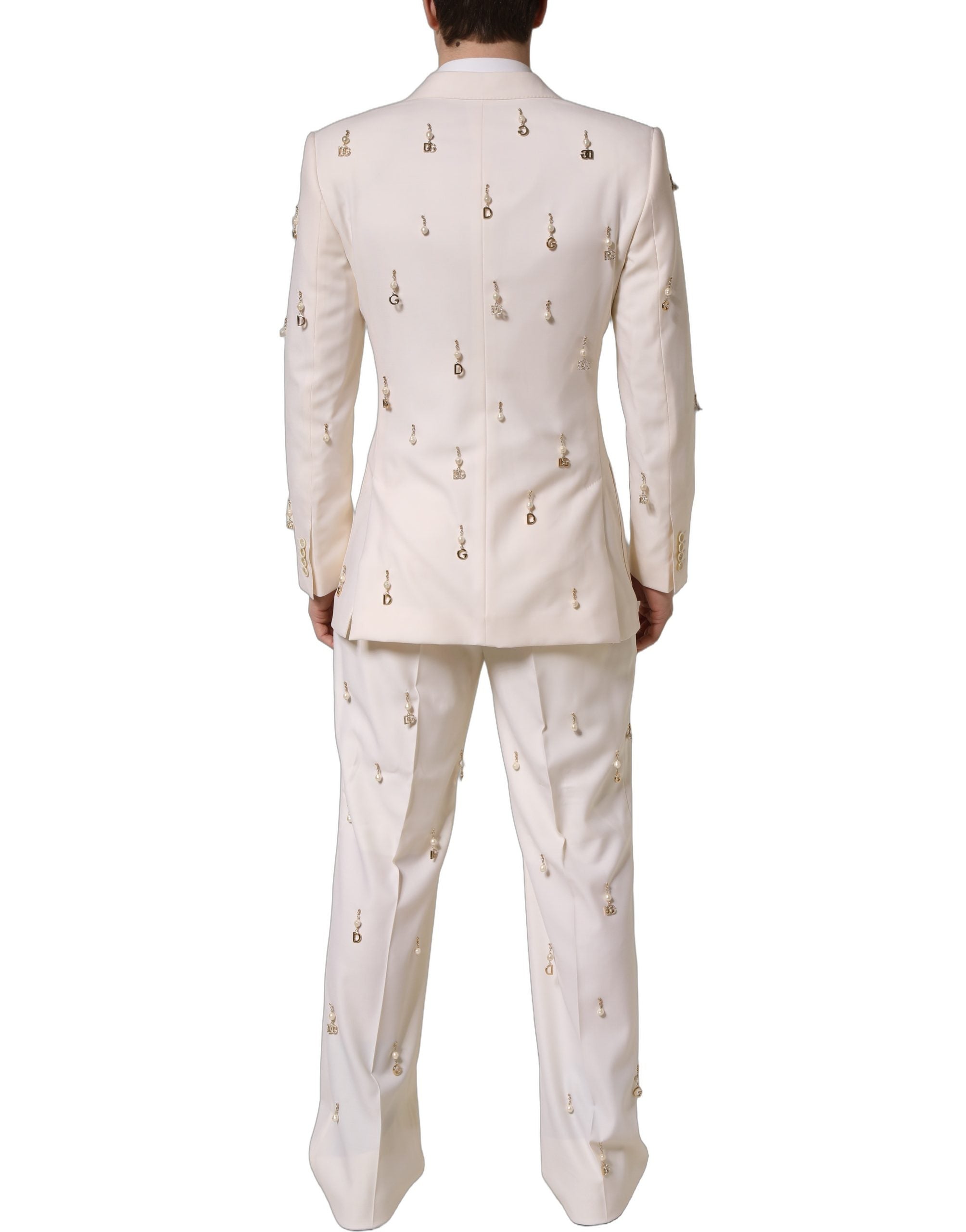 Dolce & Gabbana White Wool Slim Fit Formal 2 Piece Men Men's Suit