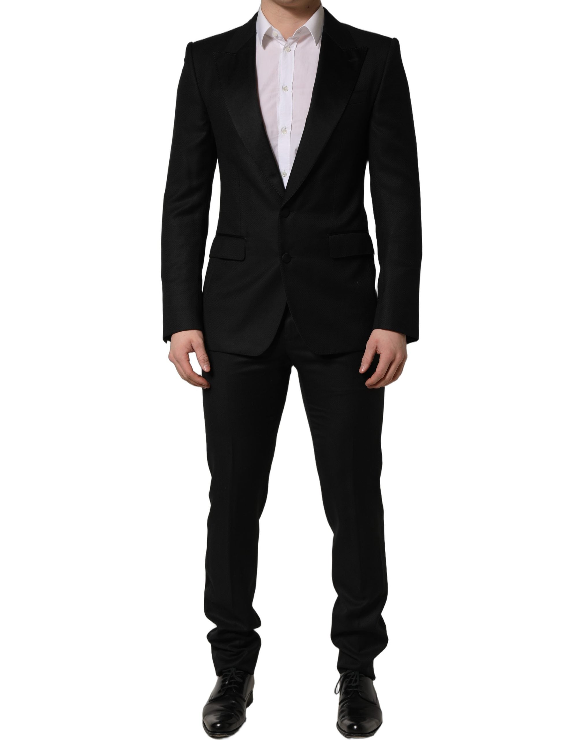 Dolce & Gabbana Black Wool Slim Fit Formal 2 Piece Men Men's Suit