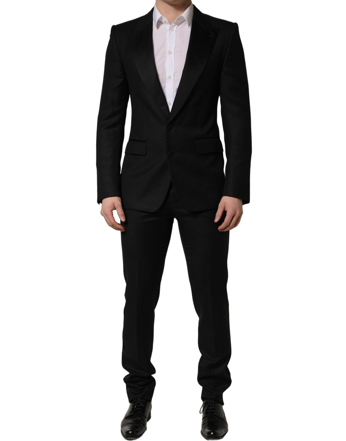 Dolce & Gabbana Black Wool Slim Fit Formal 2 Piece Men Men's Suit