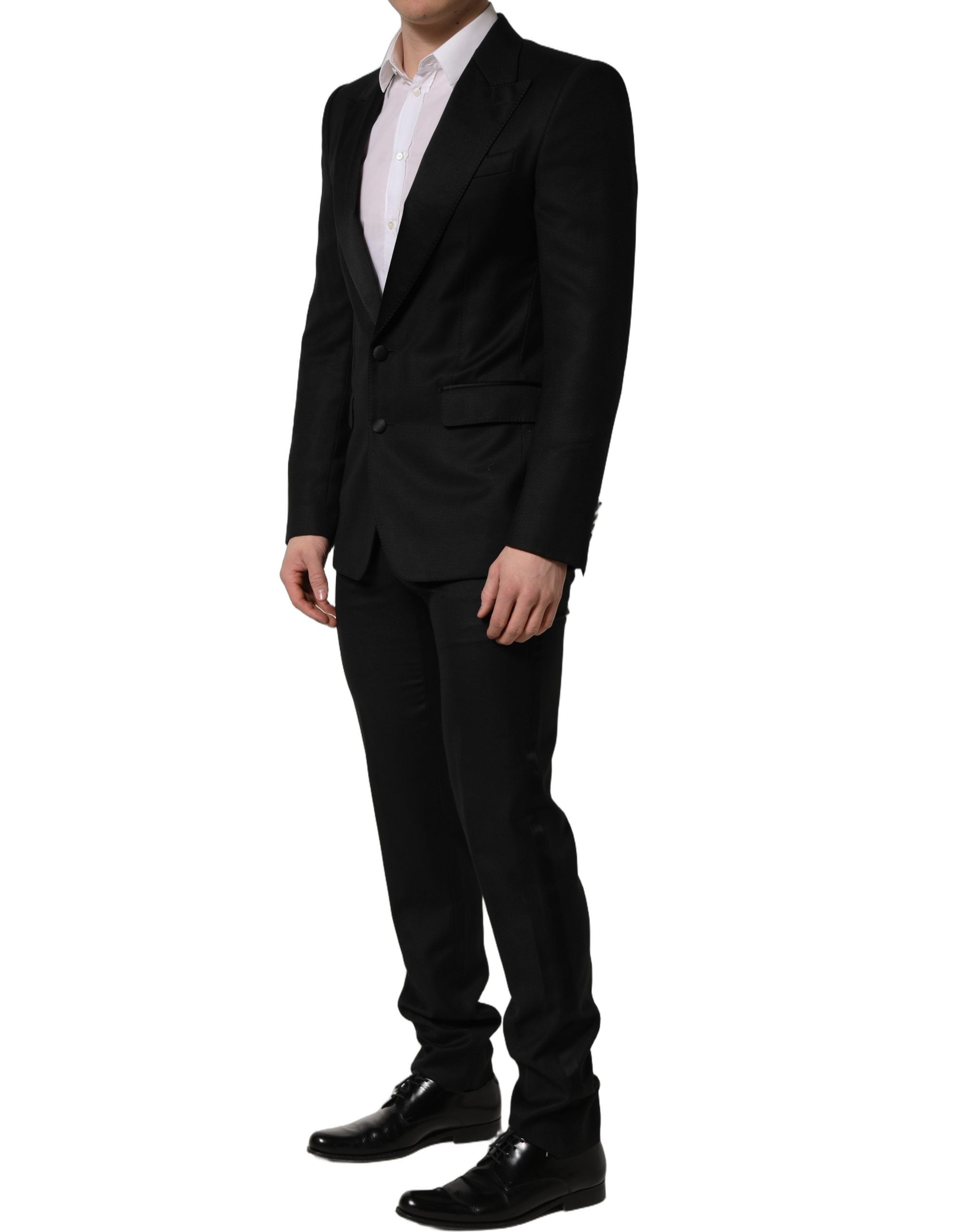 Dolce & Gabbana Black Wool Slim Fit Formal 2 Piece Men Men's Suit