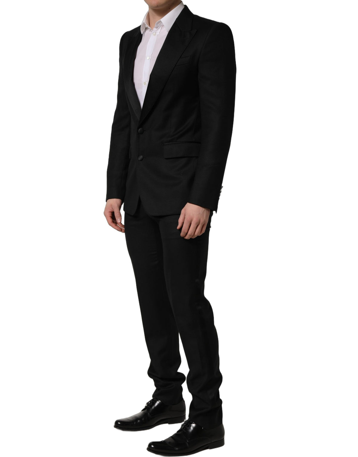 Dolce & Gabbana Black Wool Slim Fit Formal 2 Piece Men Men's Suit