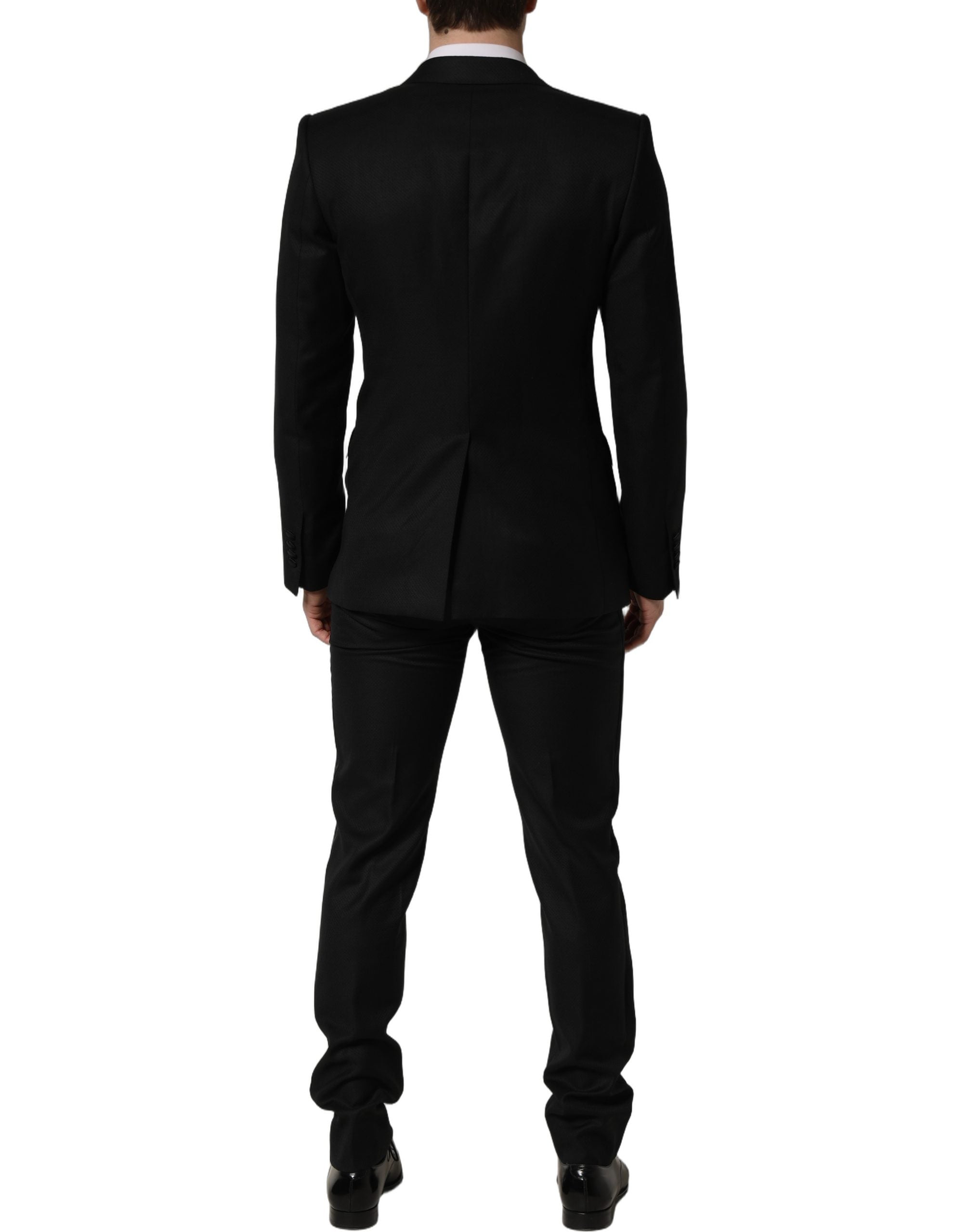 Dolce & Gabbana Black Wool Slim Fit Formal 2 Piece Men Men's Suit