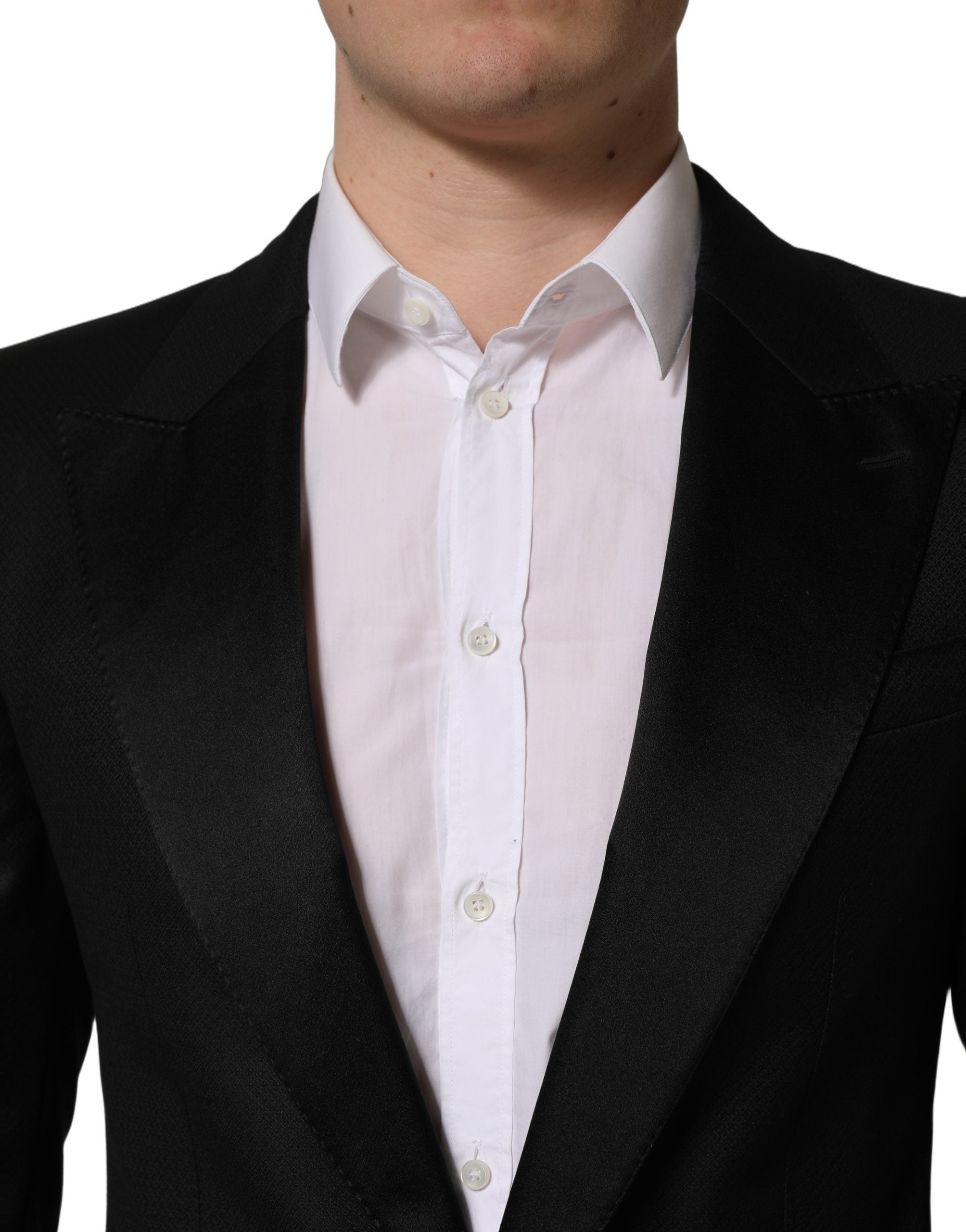 Dolce & Gabbana Black Wool Slim Fit Formal 2 Piece Men Men's Suit