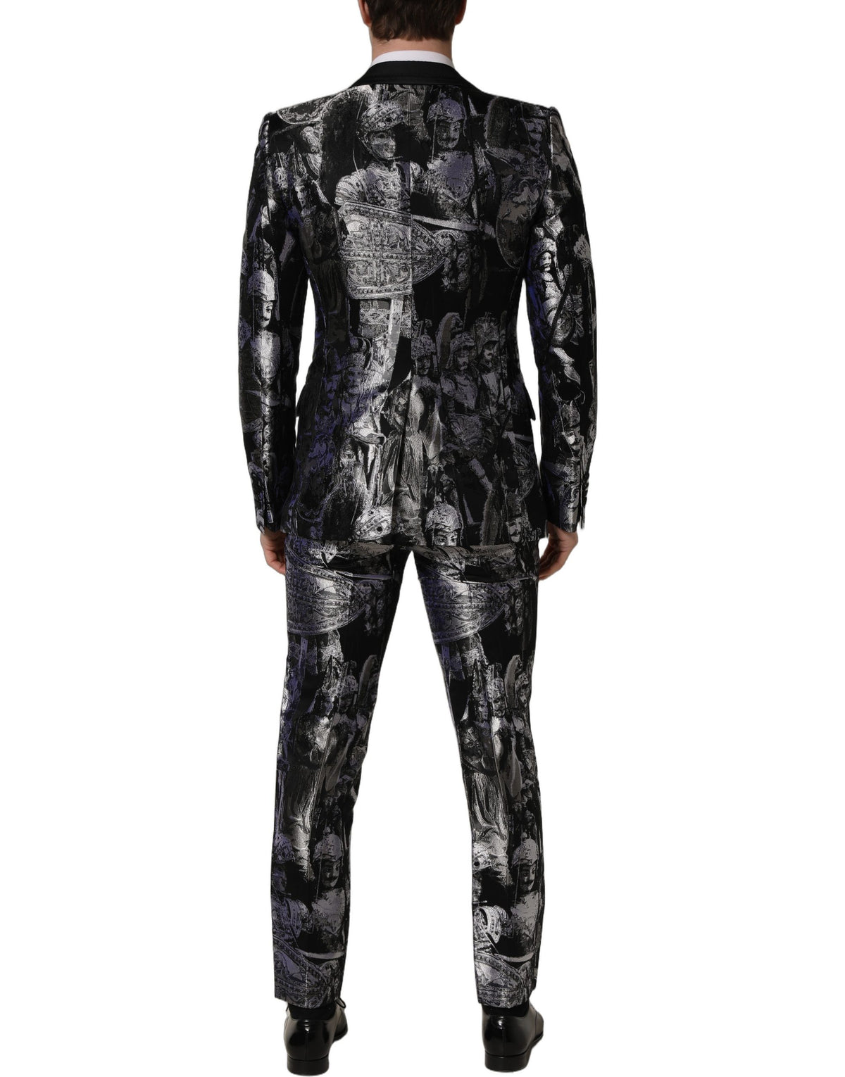 Dolce & Gabbana Dark Gray Jacquard Slim Fit Formal 3 Piece Men's Suit