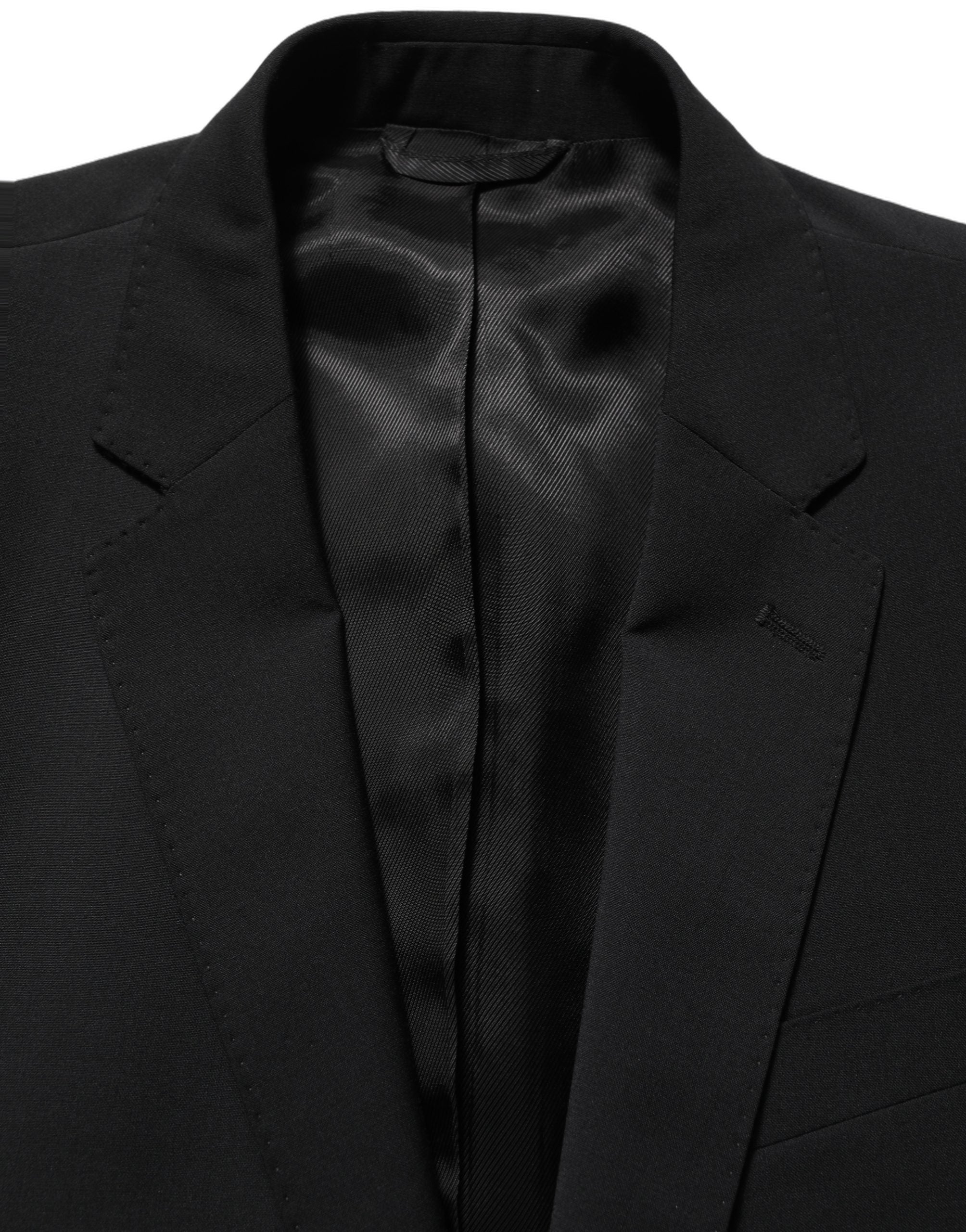 Dolce & Gabbana Black Wool Slim Fit Formal 2 Piece Men Men's Suit