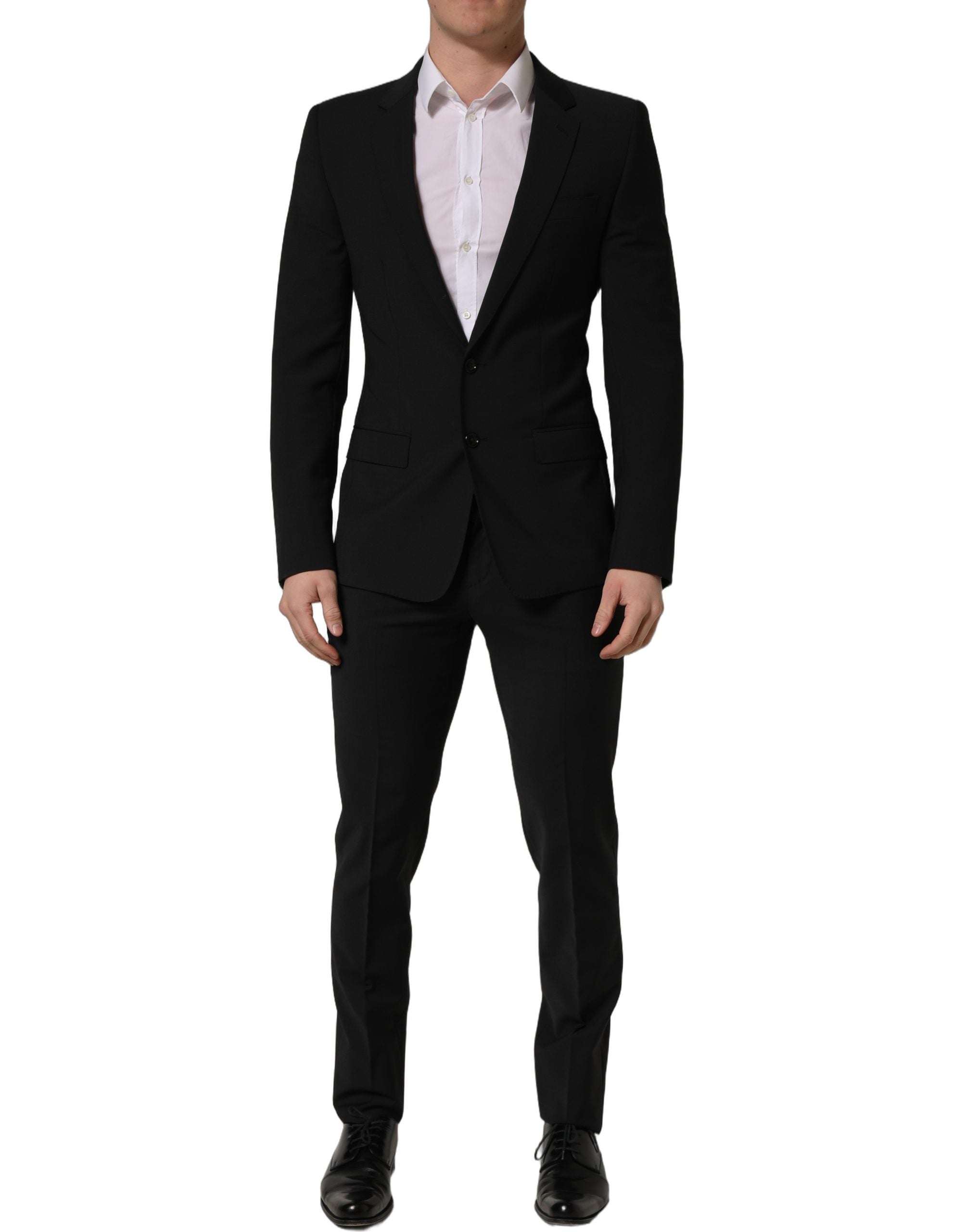 Dolce & Gabbana Black Wool Slim Fit Formal 2 Piece Men Men's Suit