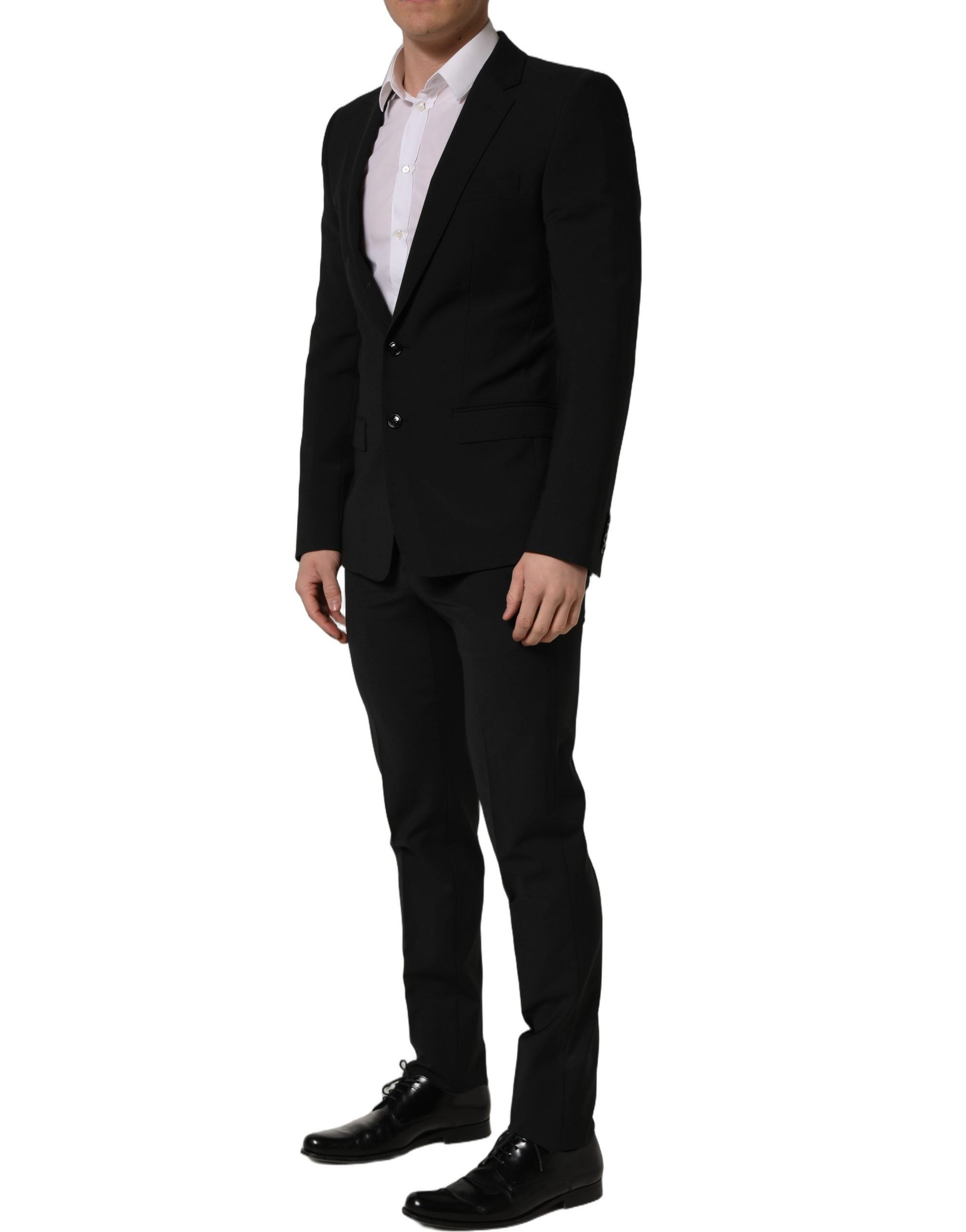 Dolce & Gabbana Black Wool Slim Fit Formal 2 Piece Men Men's Suit
