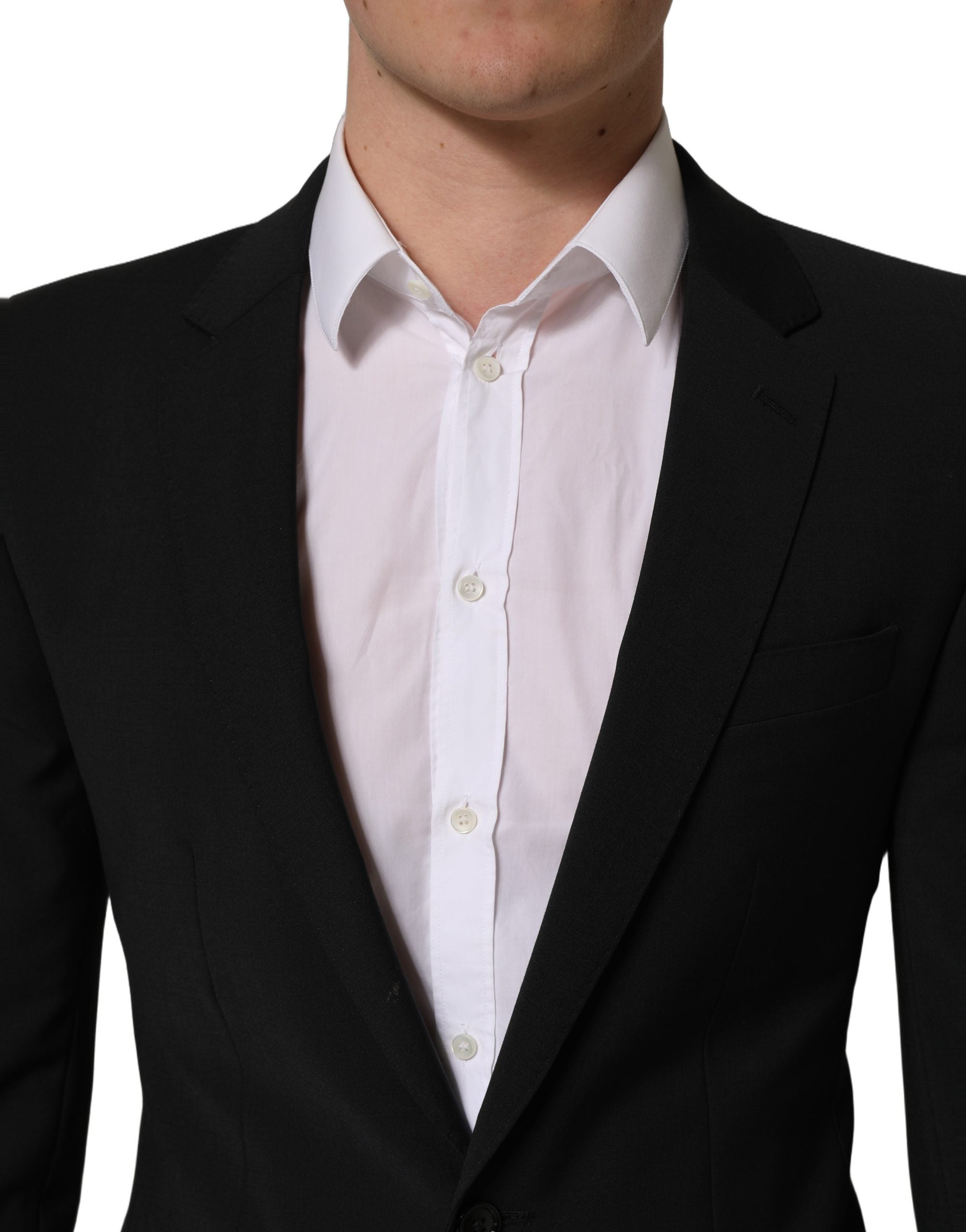 Dolce & Gabbana Black Wool Slim Fit Formal 2 Piece Men Men's Suit