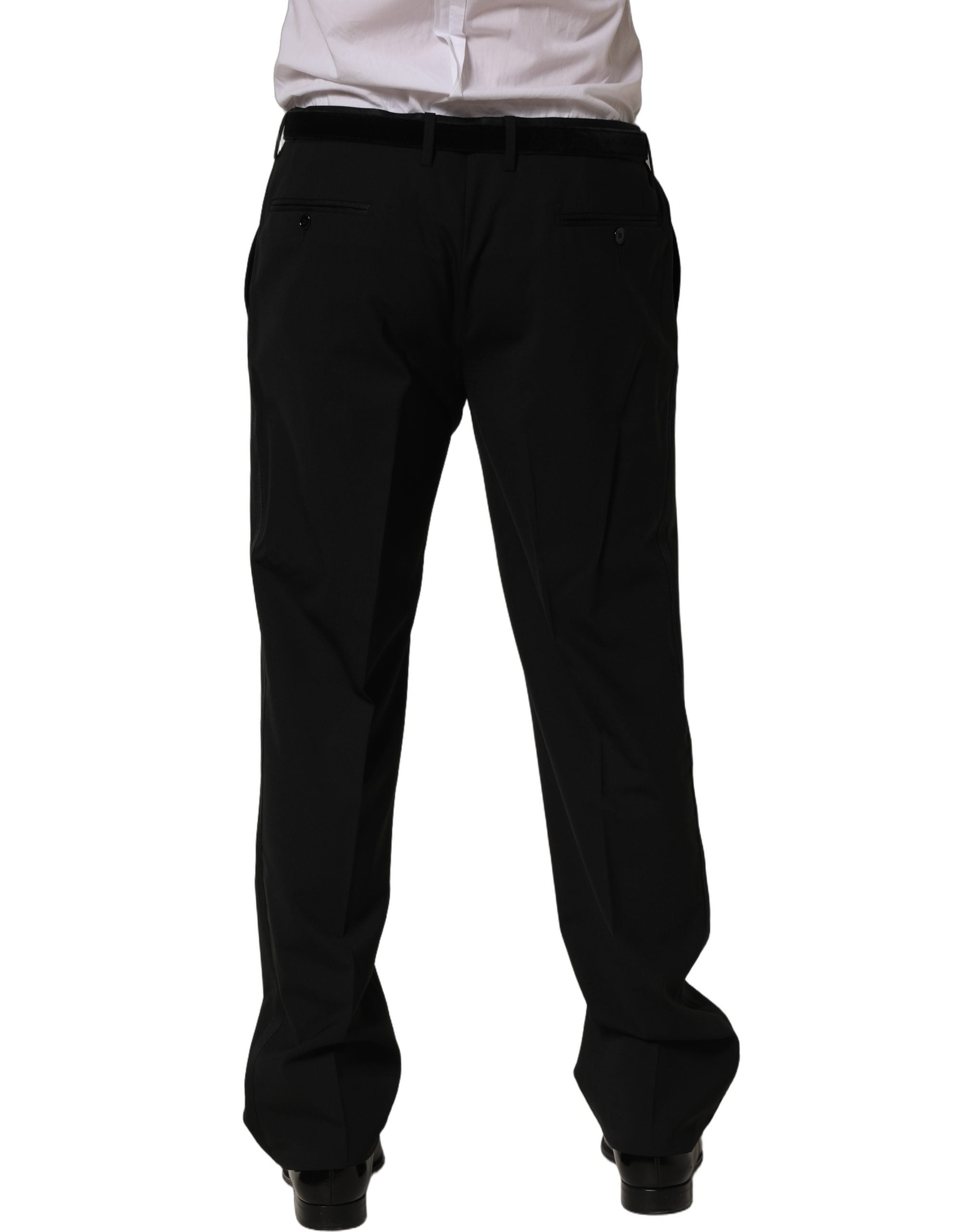 Dolce & Gabbana Black Wool Tapered Leg Dress Trouser Men's Pants