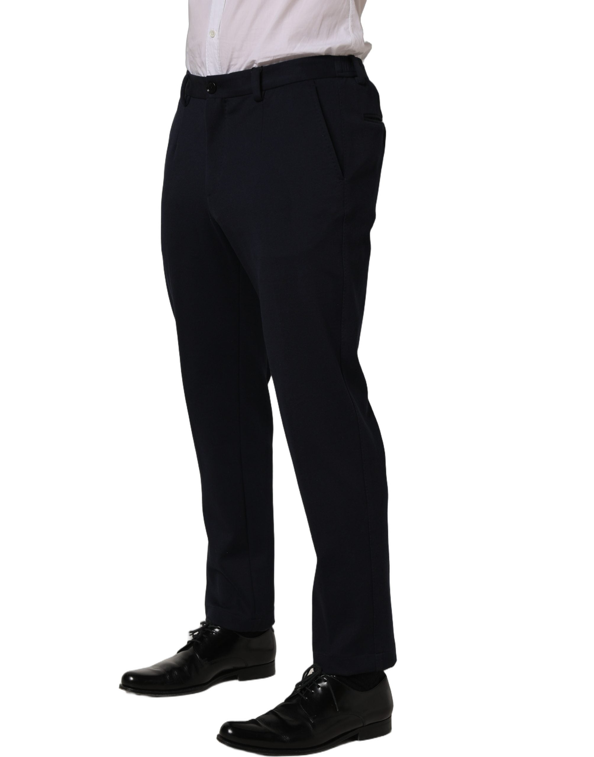 Dolce & Gabbana Black Cotton Tapered Leg Dress Trouser Men's Pants