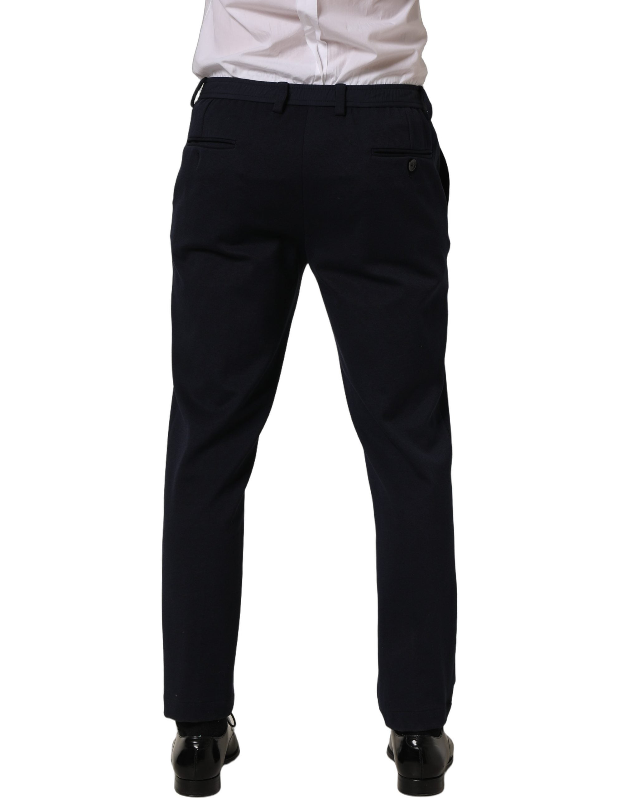 Dolce & Gabbana Black Cotton Tapered Leg Dress Trouser Men's Pants