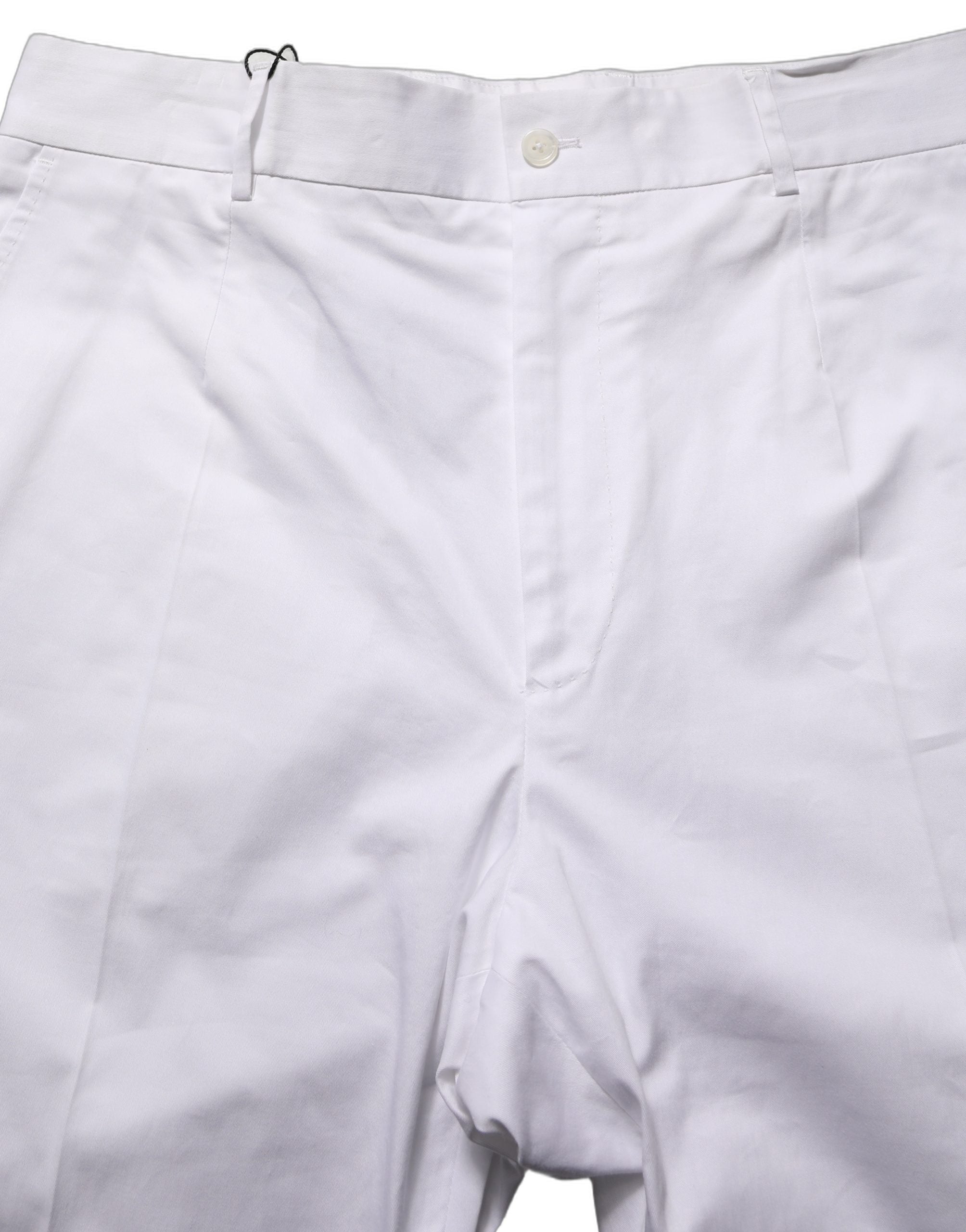 Dolce & Gabbana White Cotton Tapered Leg Dress Trouser Men's Pants
