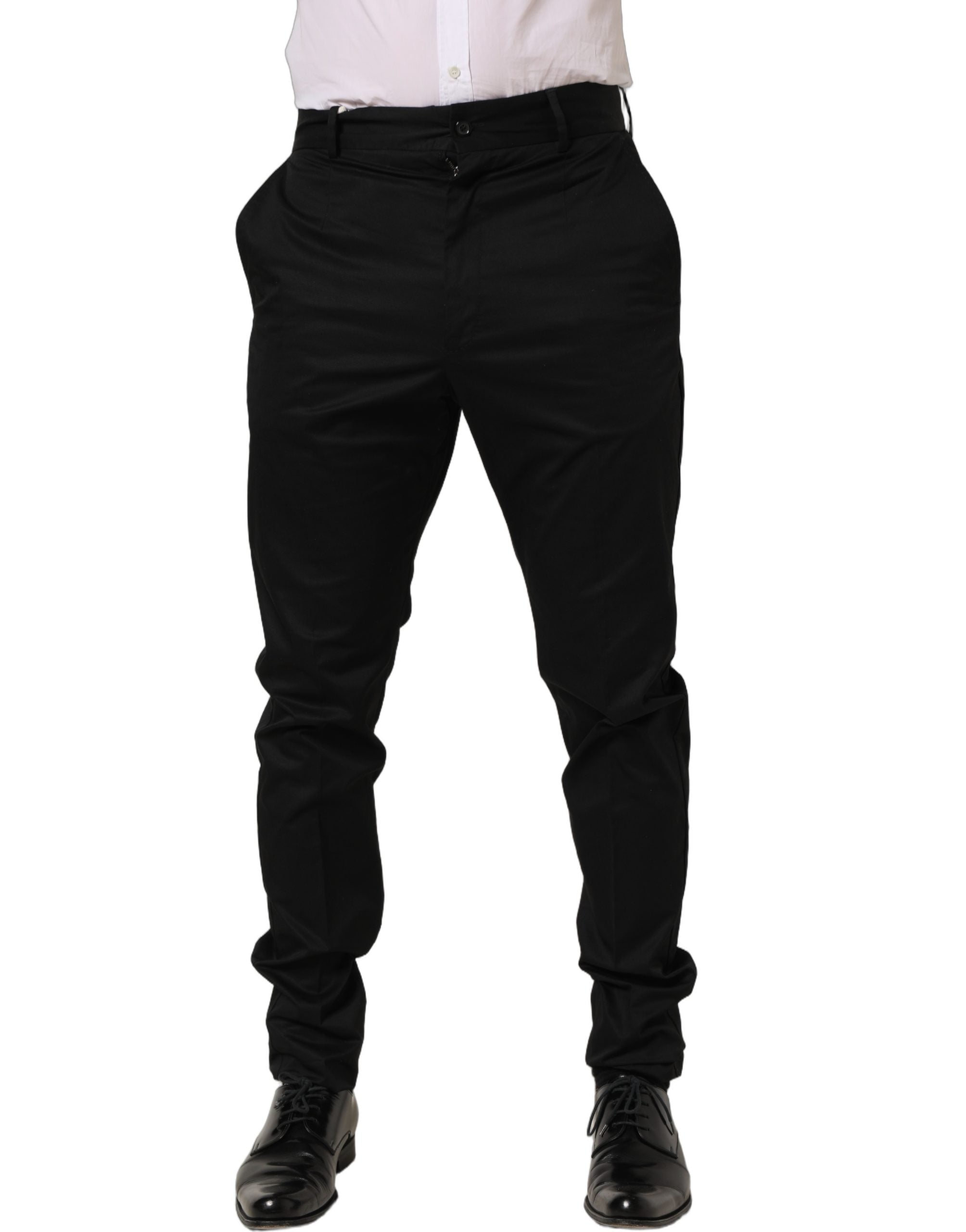 Dolce & Gabbana Black Cotton Tapered Leg Dress Trouser Men's Pants