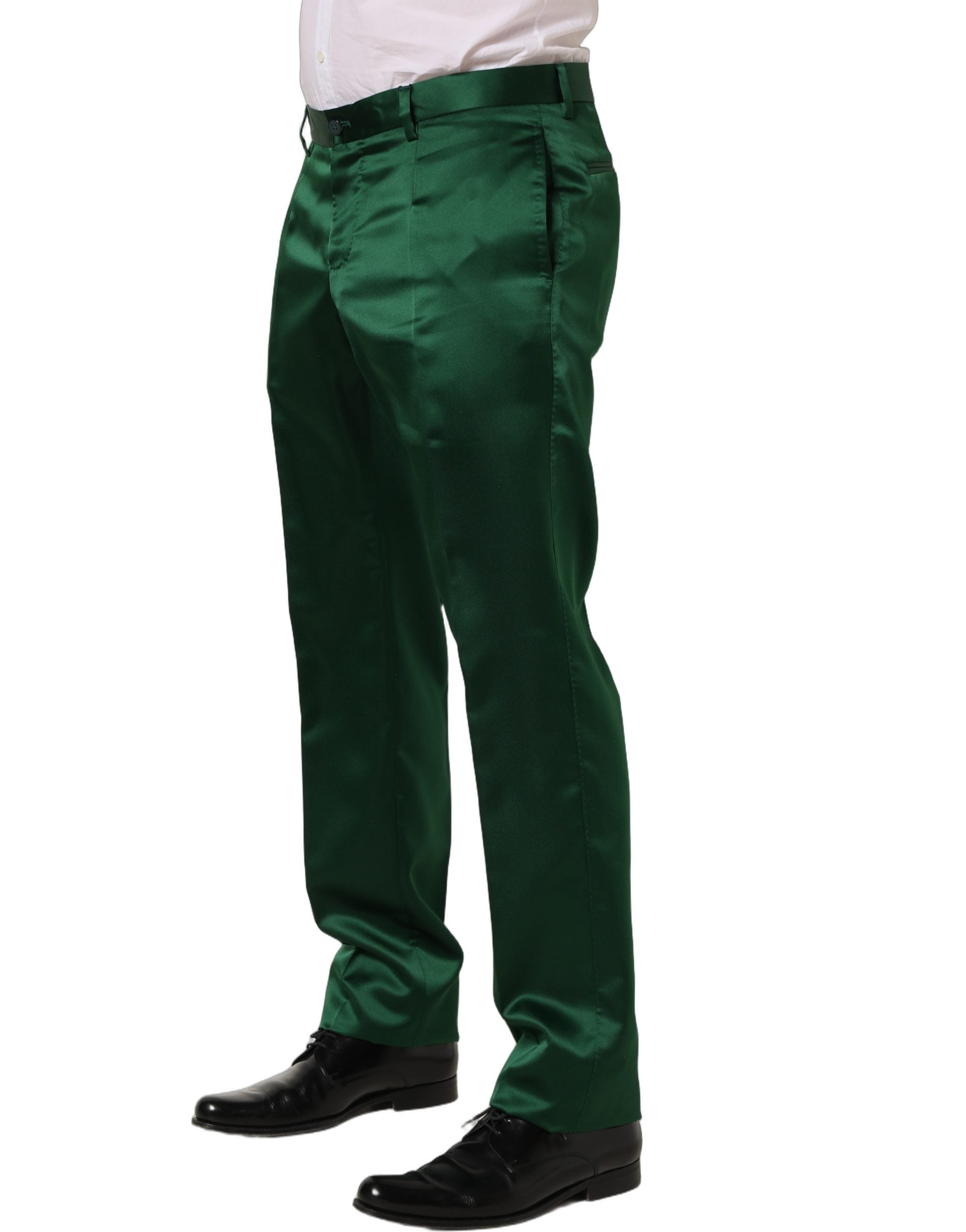 Dolce & Gabbana Dark Green Tapered Leg Dress Trouser Men's Pants