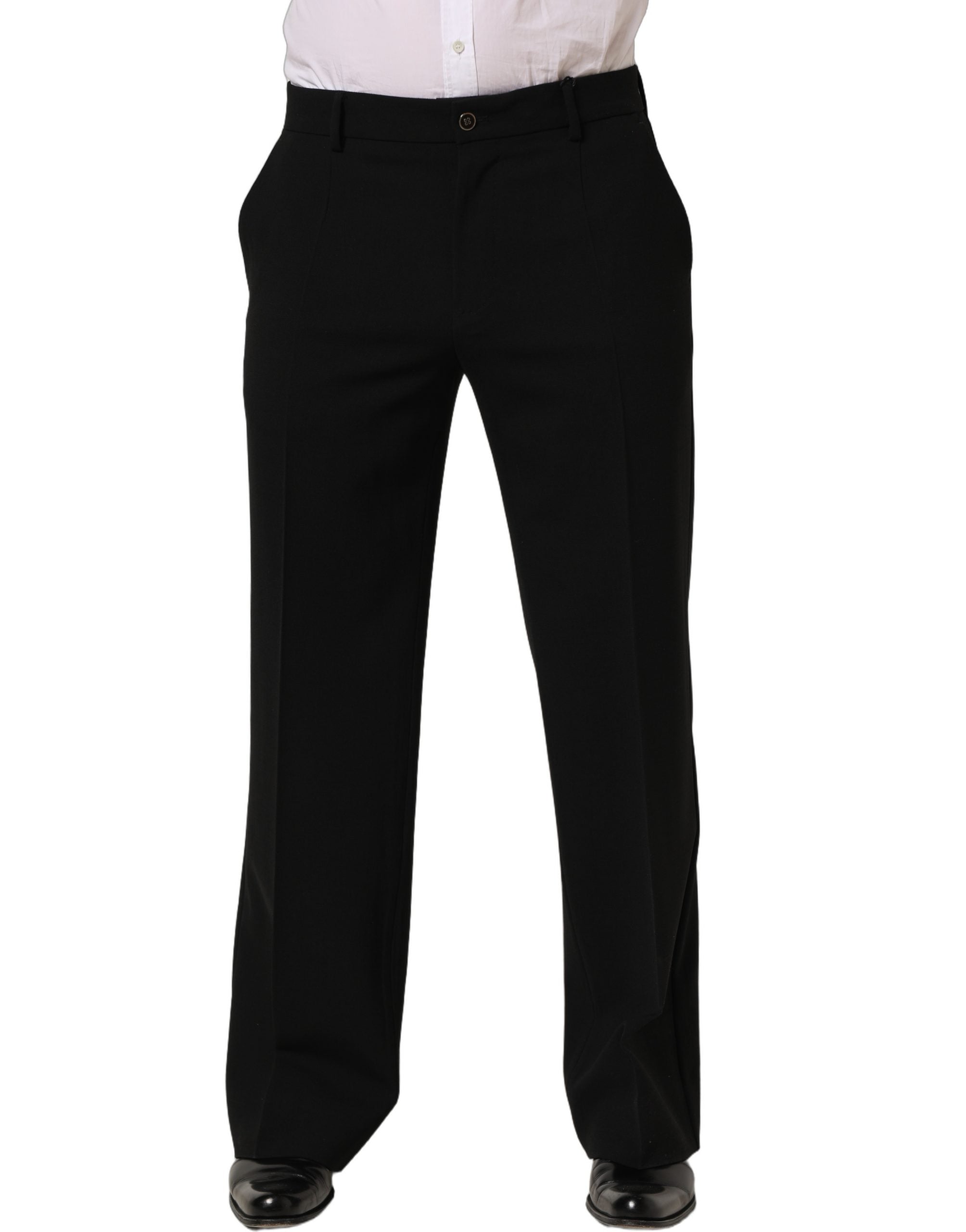 Dolce & Gabbana Black Wool Straight Men Dress Trouser Men's Pants
