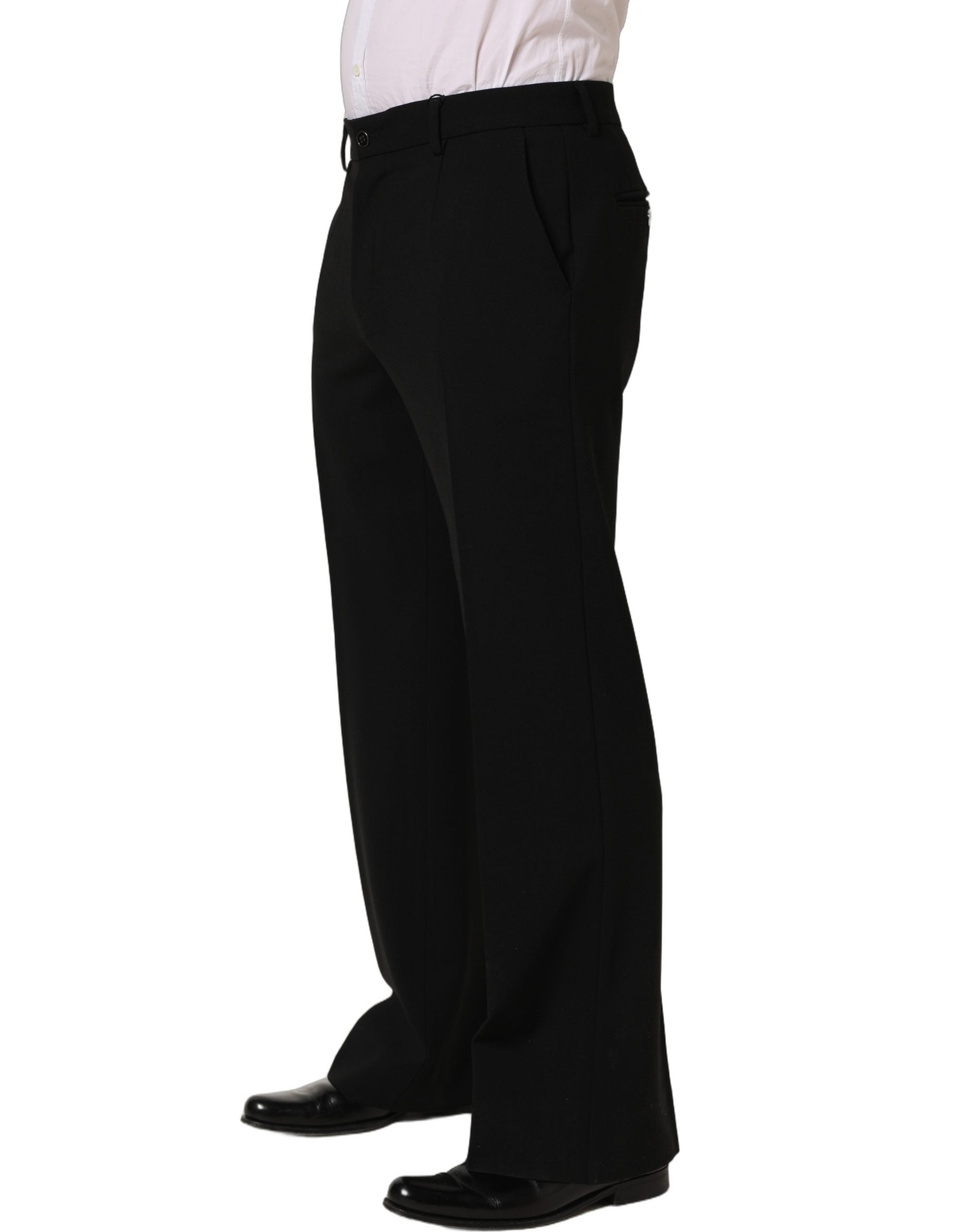 Dolce & Gabbana Black Wool Straight Men Dress Trouser Men's Pants