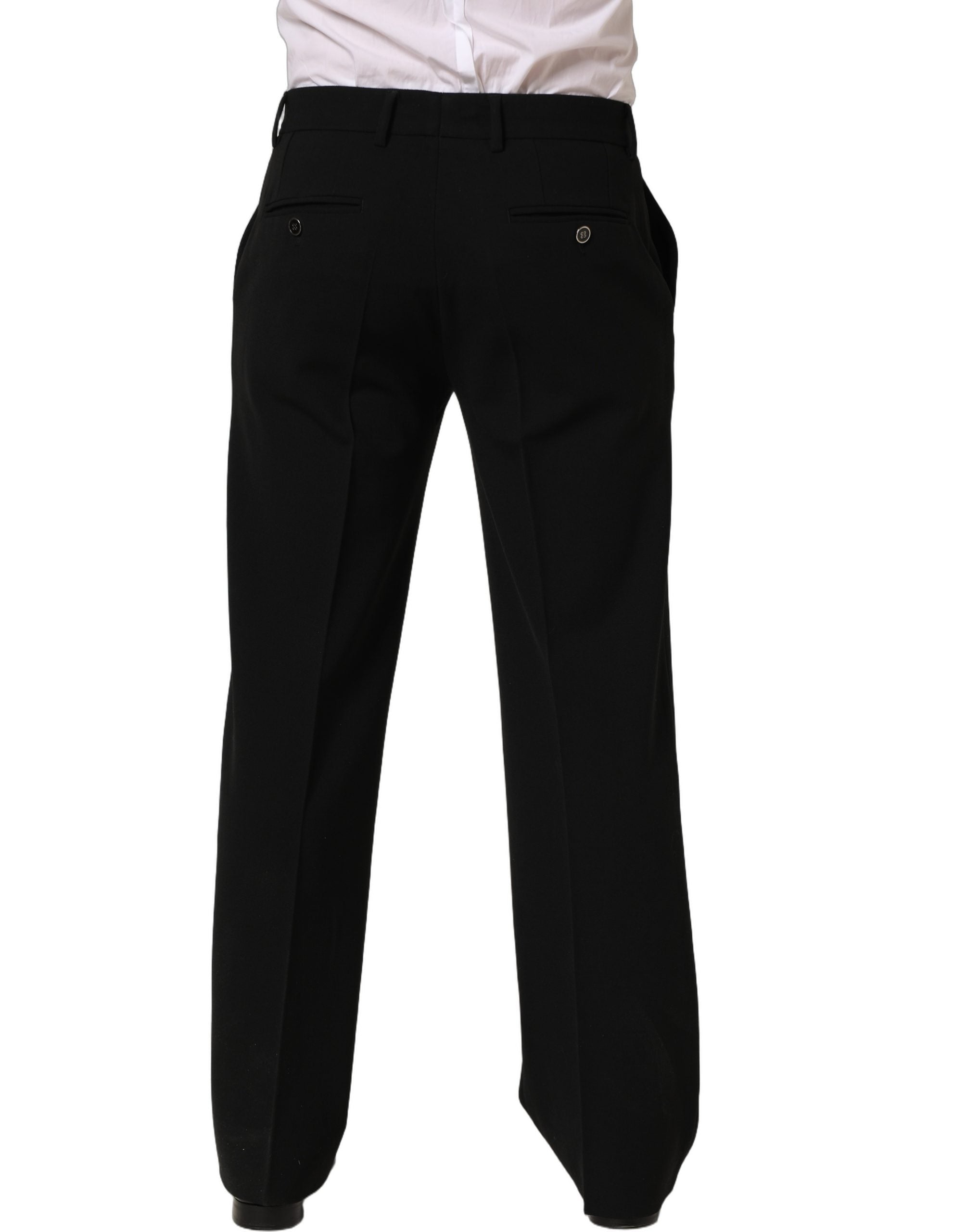 Dolce & Gabbana Black Wool Straight Men Dress Trouser Men's Pants