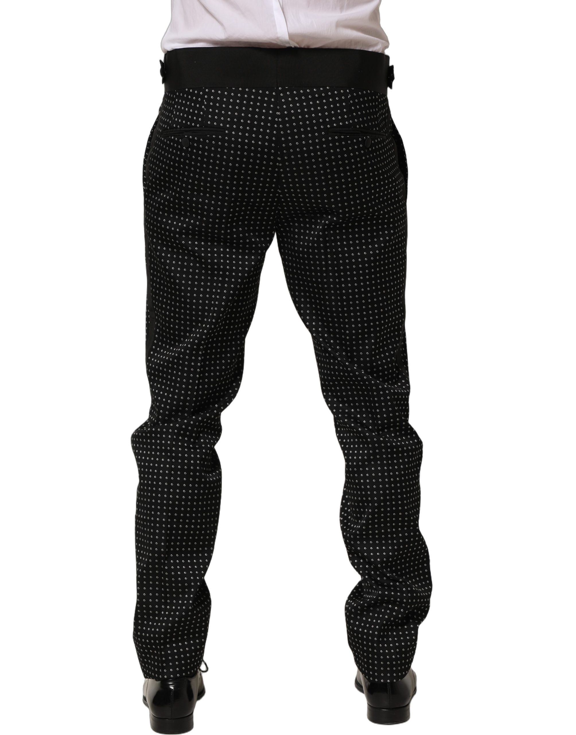 Dolce & Gabbana Black Polka Dot Cotton Dress Trouser Men's Pants